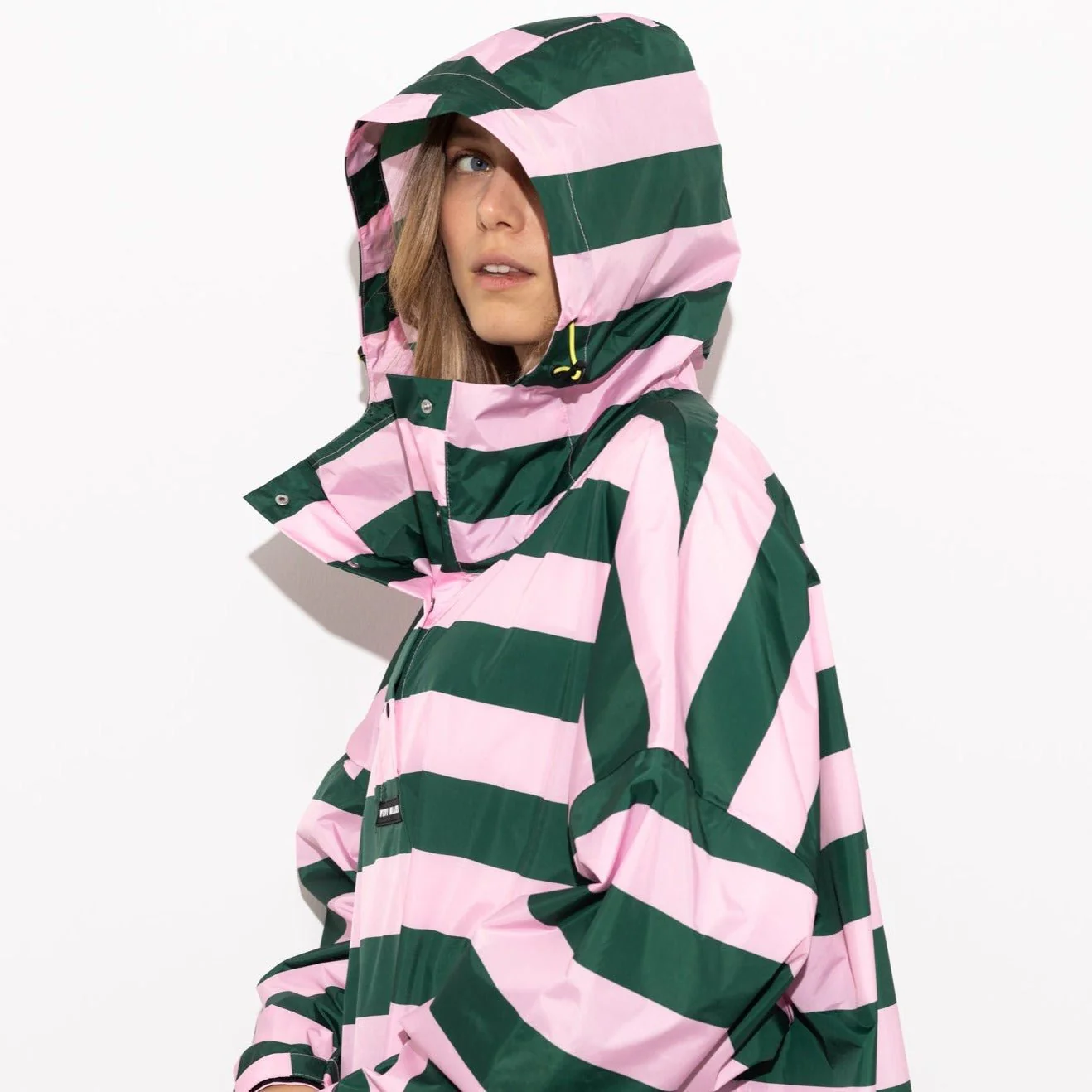 Raincoat bold stripes - green/rosé - Image 7