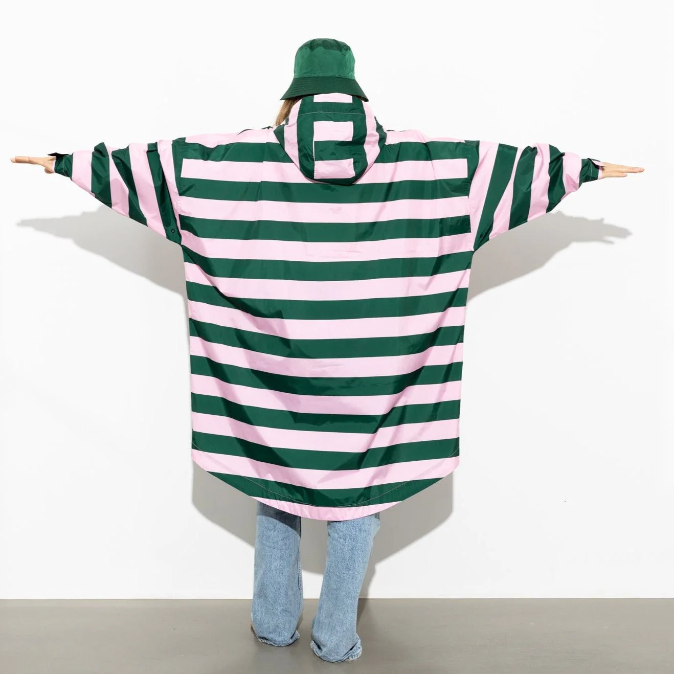 Raincoat bold stripes - green/rosé - Image 9