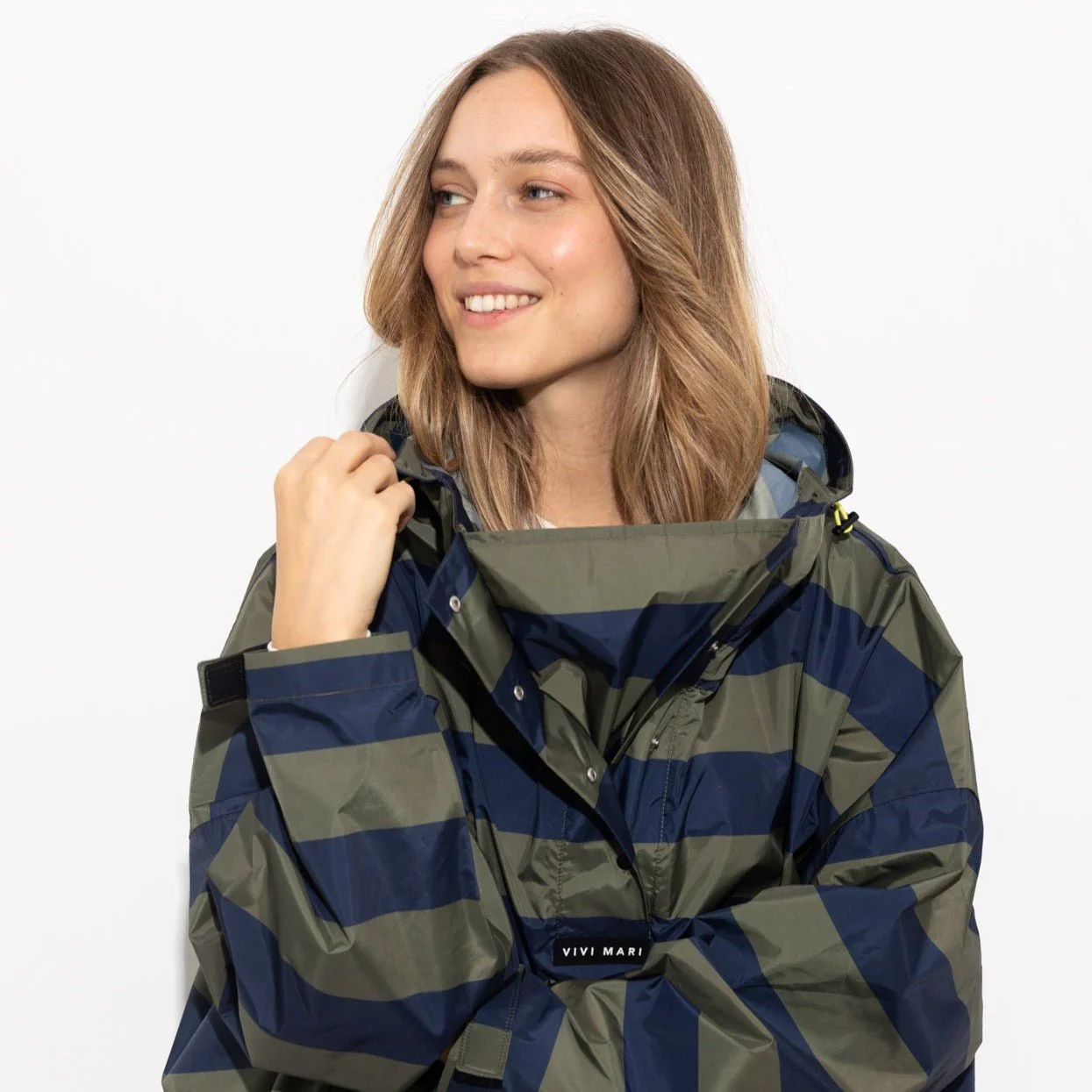Raincoat bold stripes - navy/olive - Image 11