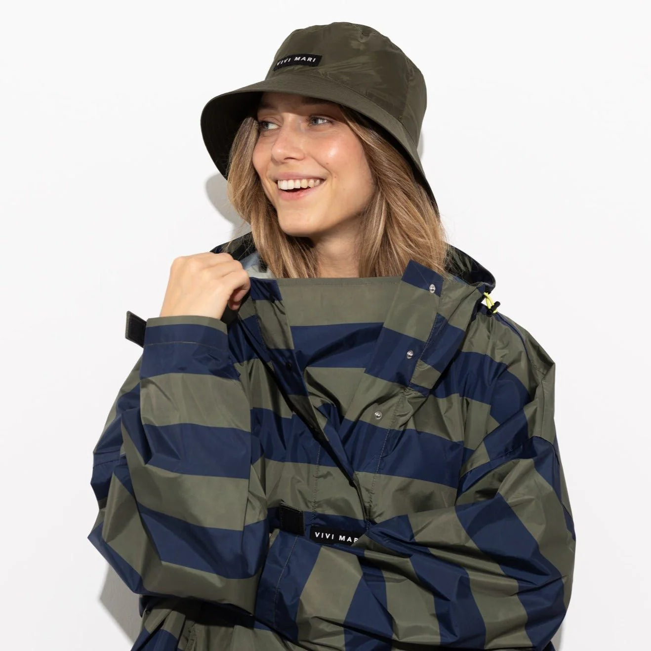 Raincoat bold stripes - navy/olive - Image 14