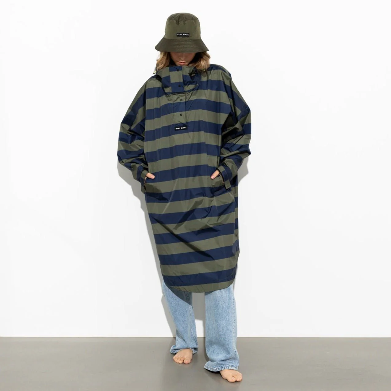 Raincoat bold stripes - navy/olive - Image 15