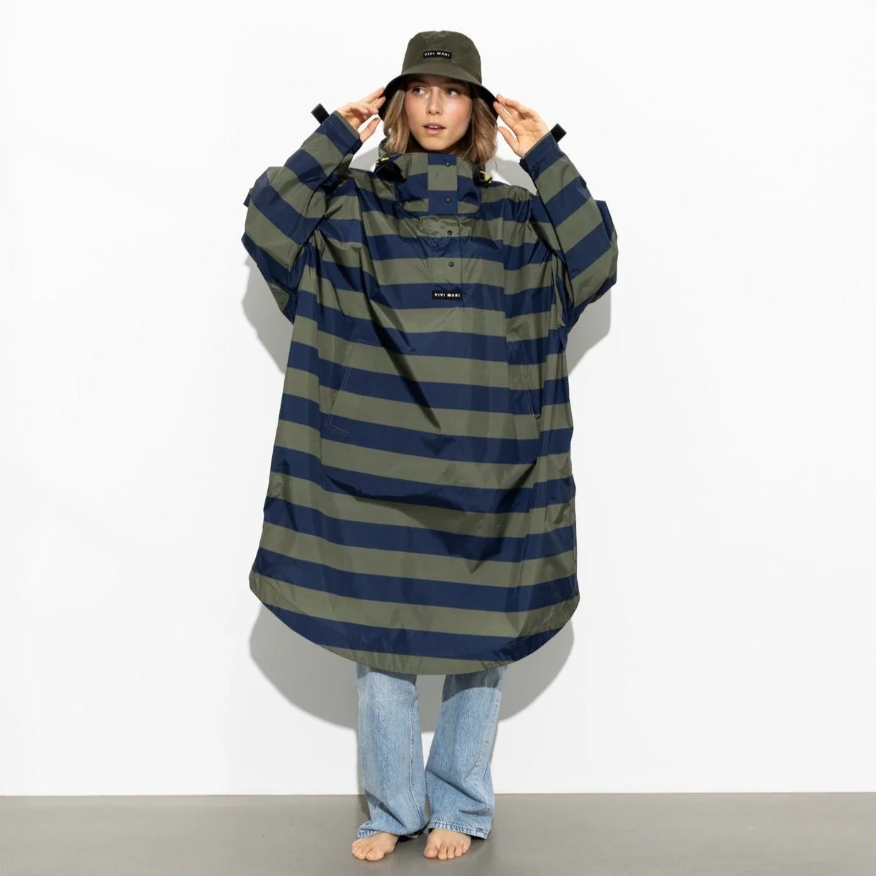 Raincoat bold stripes - navy/olive - Image 2