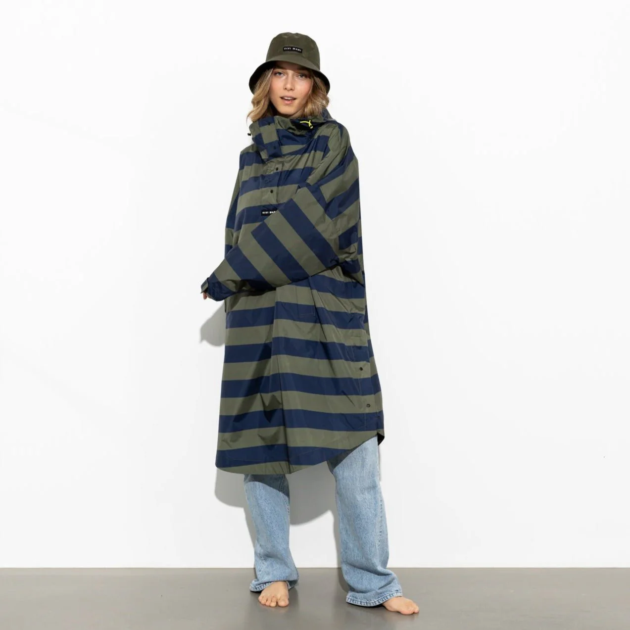 Raincoat bold stripes - navy/olive - Image 4