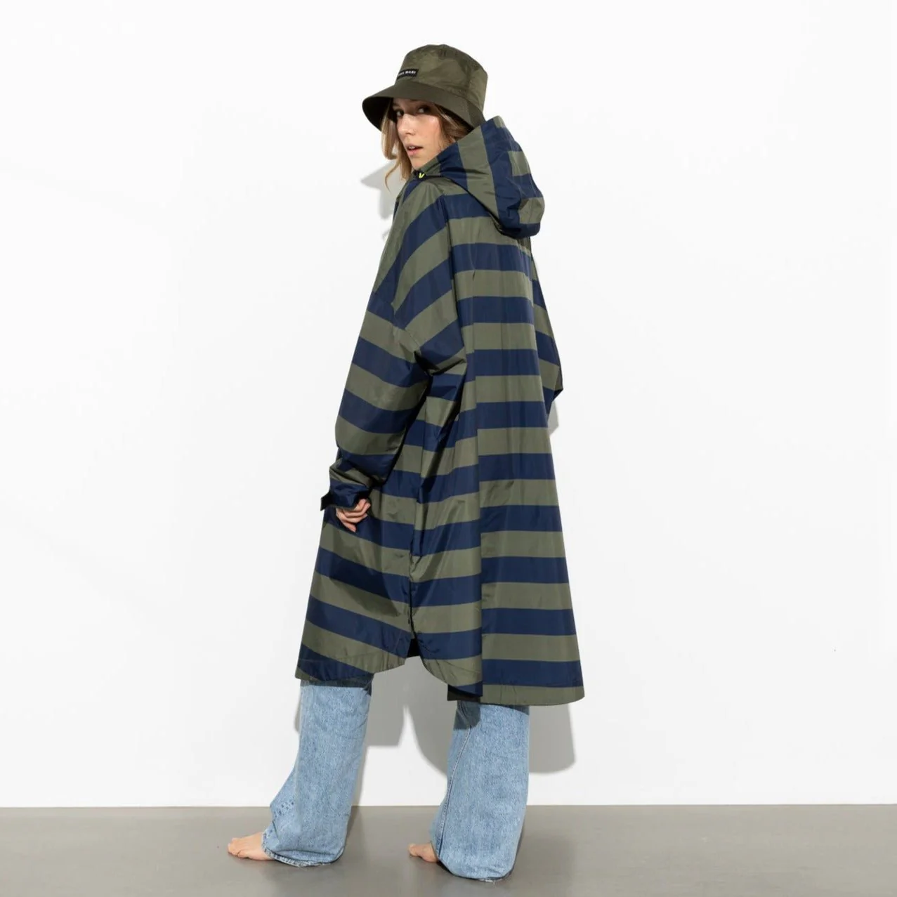 Raincoat bold stripes - navy/olive - Image 5