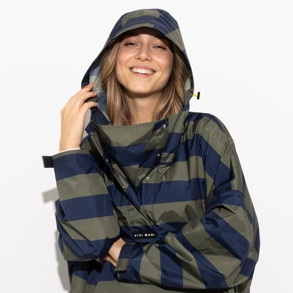 Raincoat bold stripes - navy/olive - Image 8