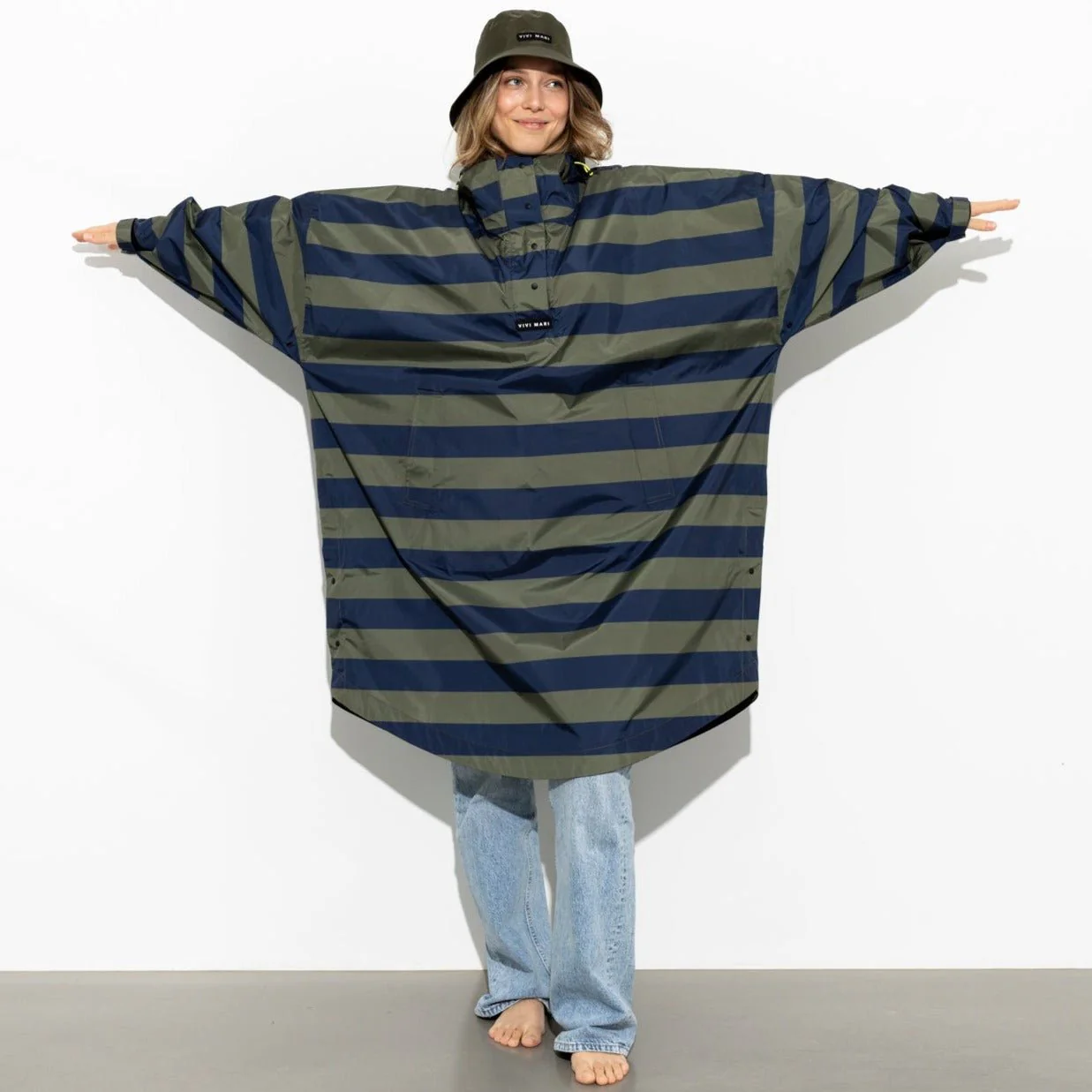 Raincoat bold stripes - navy/olive - Image 9