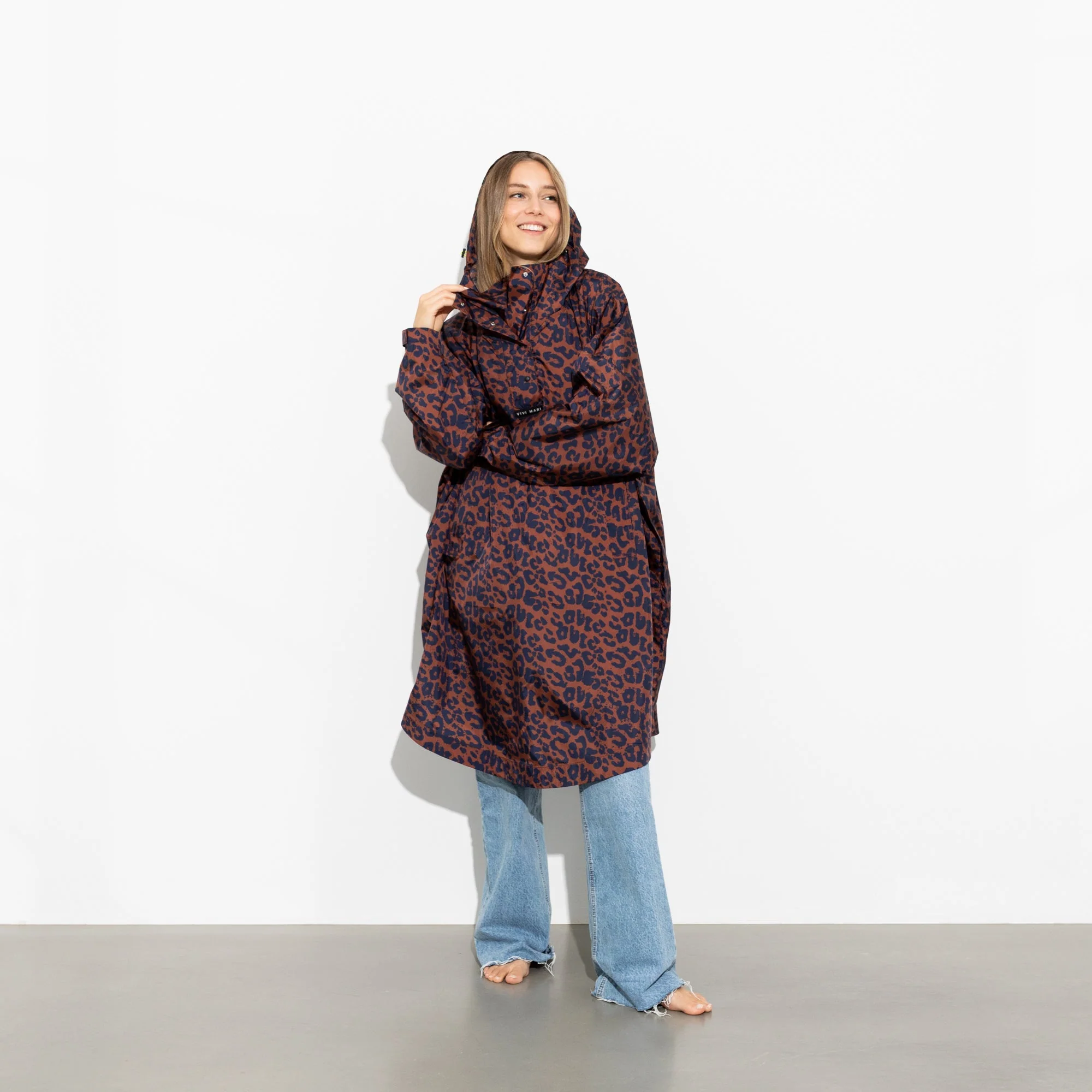 Raincoat leo splashes navy/rust - Image 15