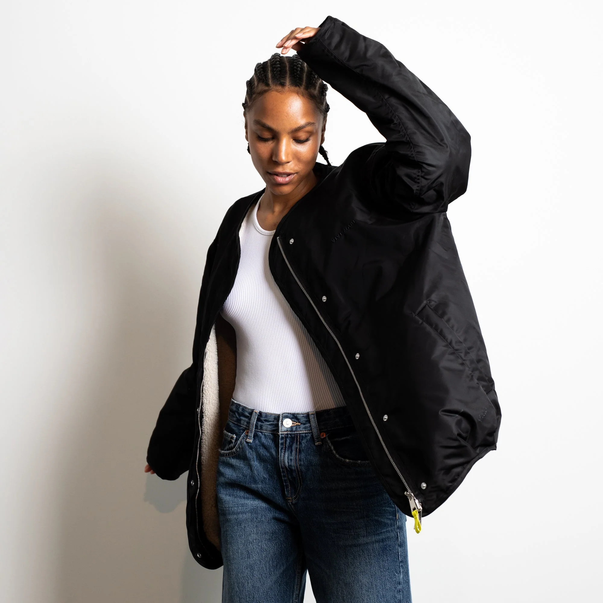 Reversible Bomber Jacket - black/sand - Image 3