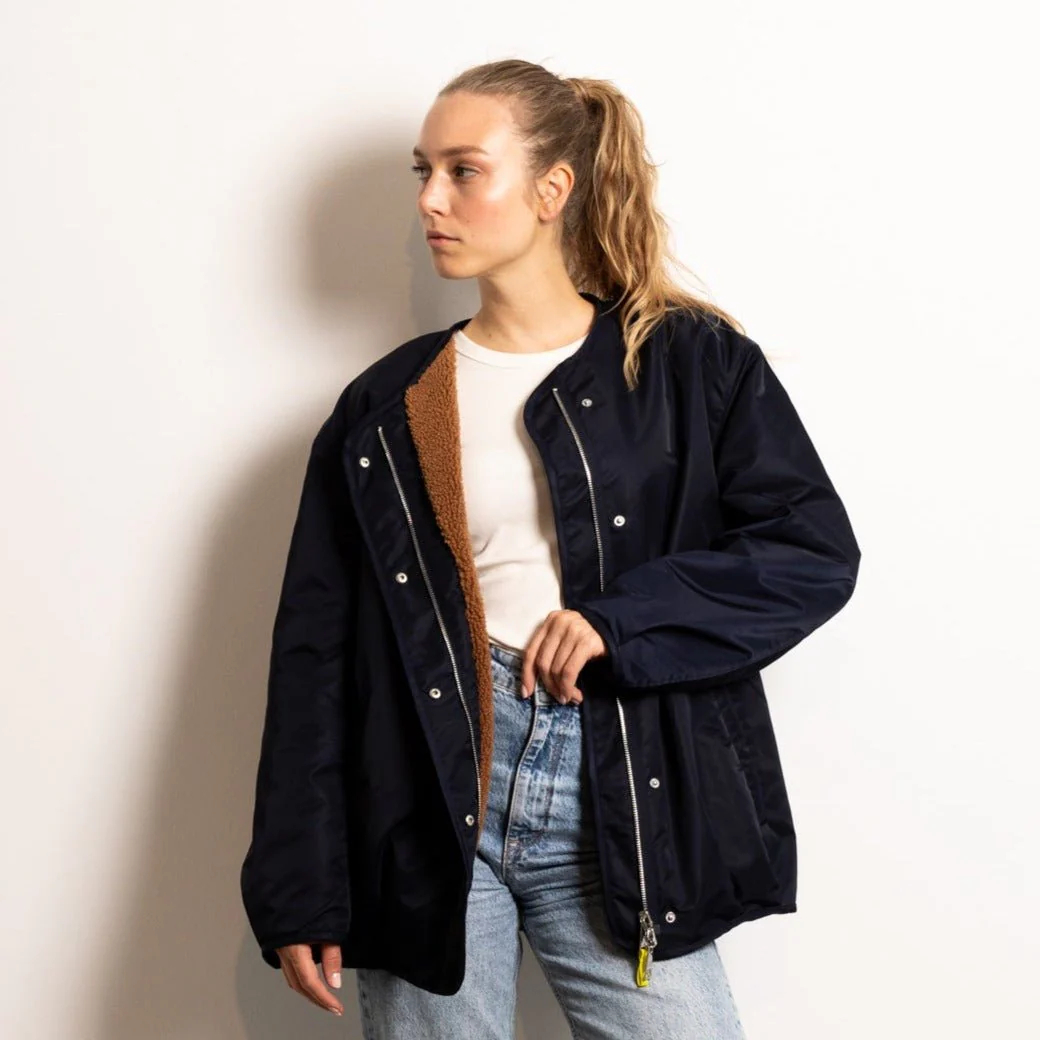 Reversible Bomber Jacket - navy/caramel - Image 11
