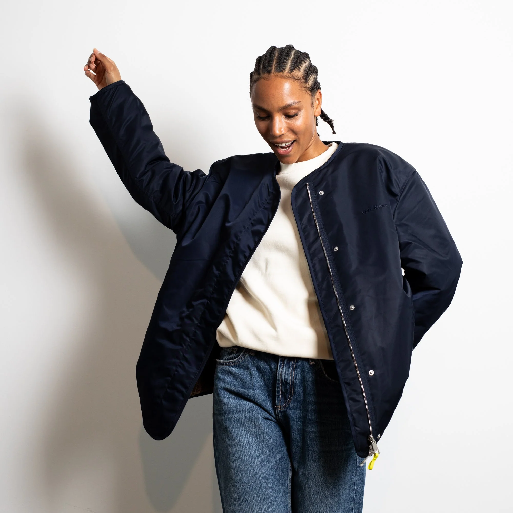 Reversible Bomber Jacket - navy/caramel - Image 6