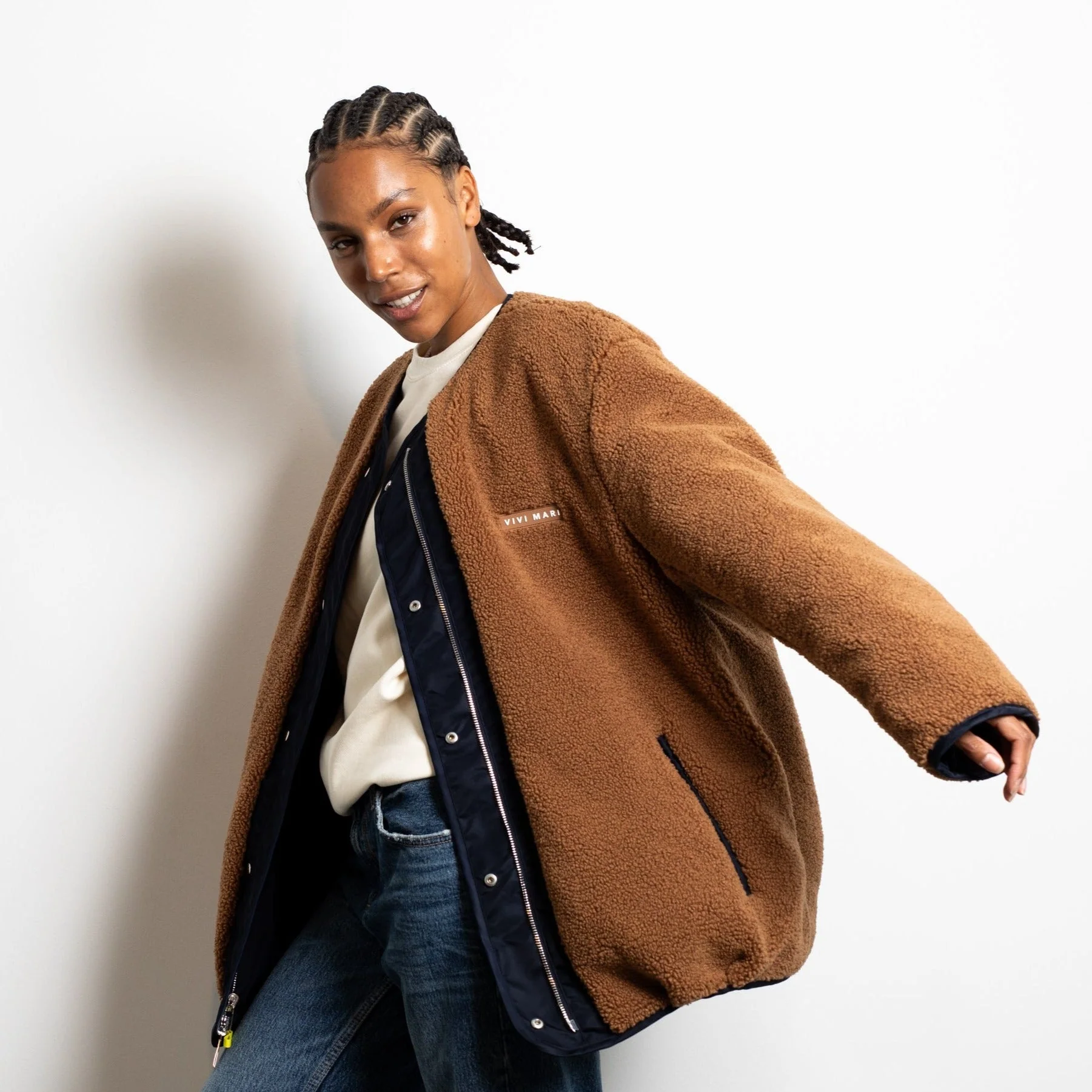 Reversible Bomber Jacket - navy/caramel - Image 7