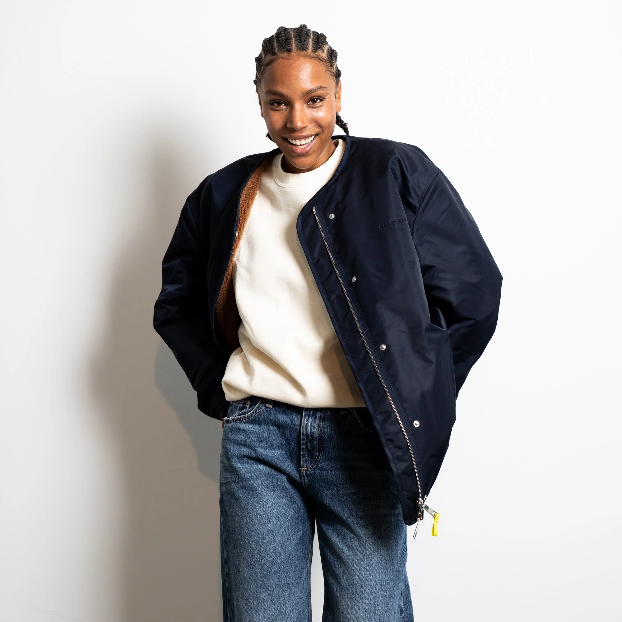 Reversible Bomber Jacket - navy/caramel - Image 9