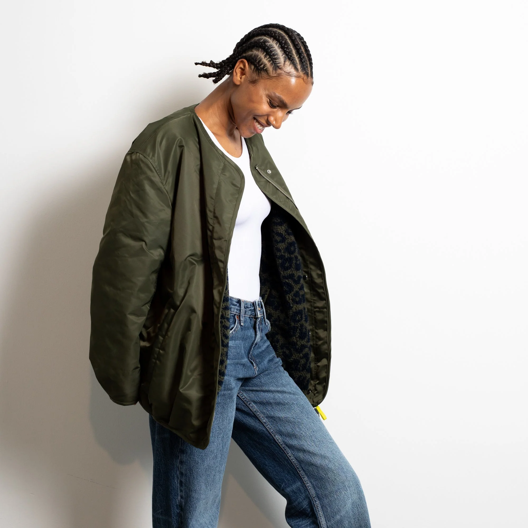 Reversible Bomber Jacket - olive/leo navy-olive - Image 9