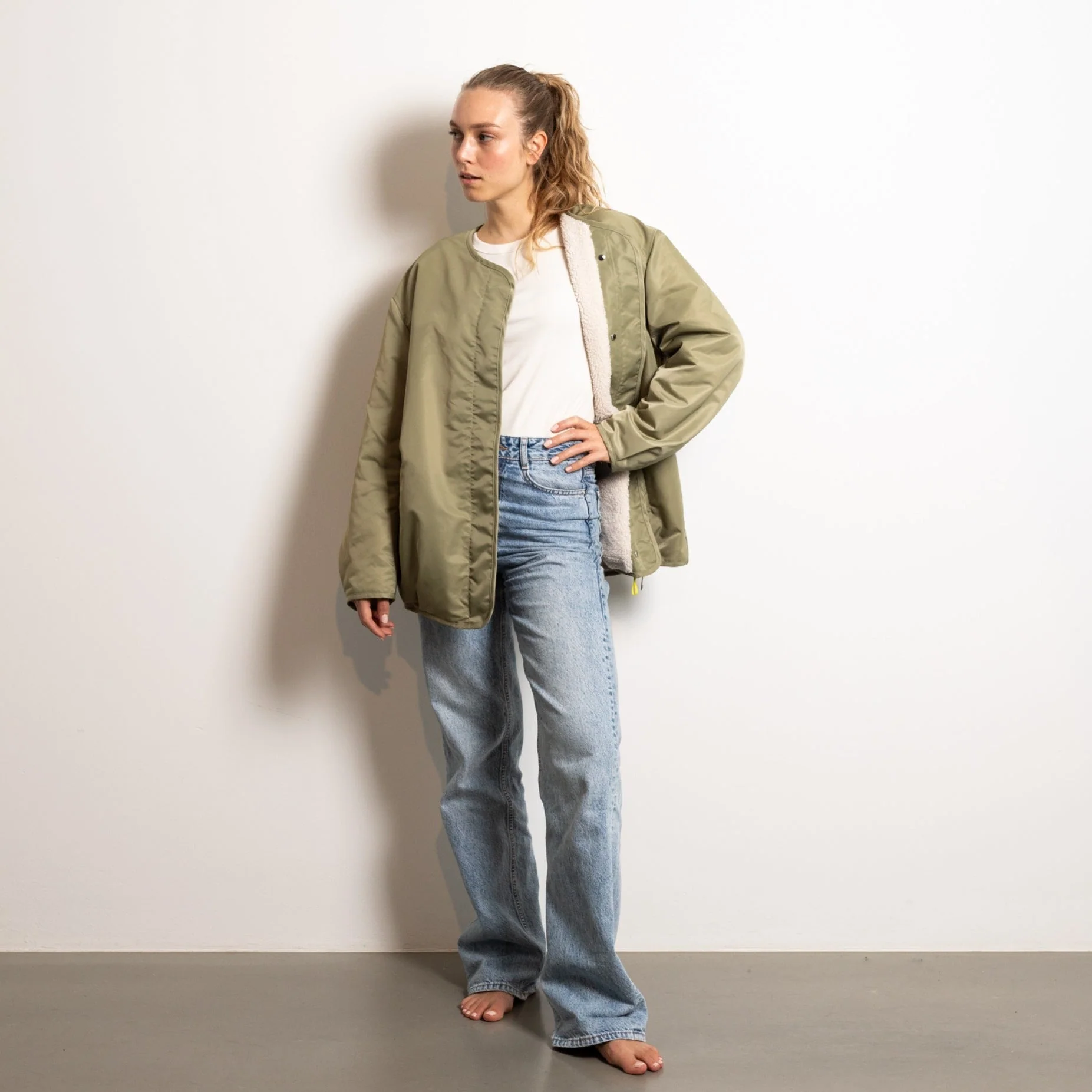Reversible Bomber Jacket - pale olive/sand - Image 10
