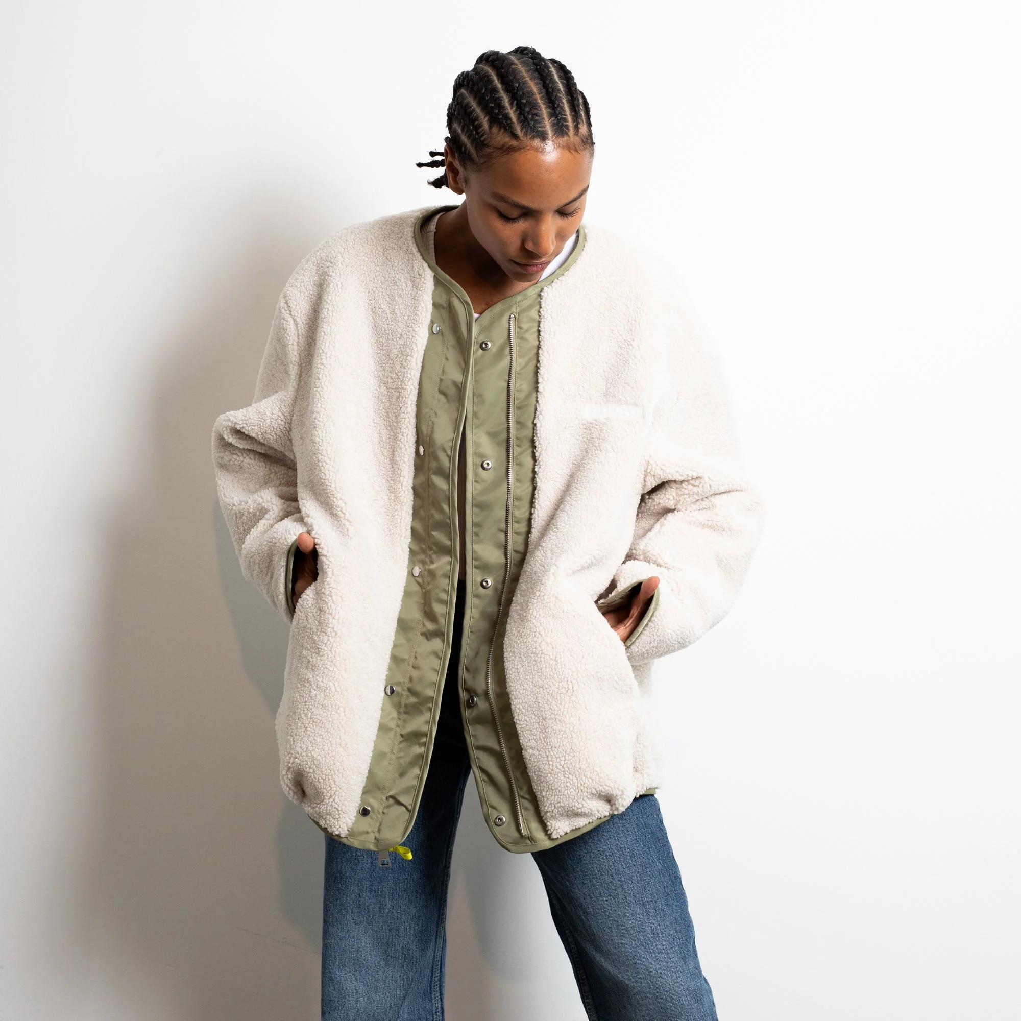 Reversible Bomber Jacket - pale olive/sand - Image 14