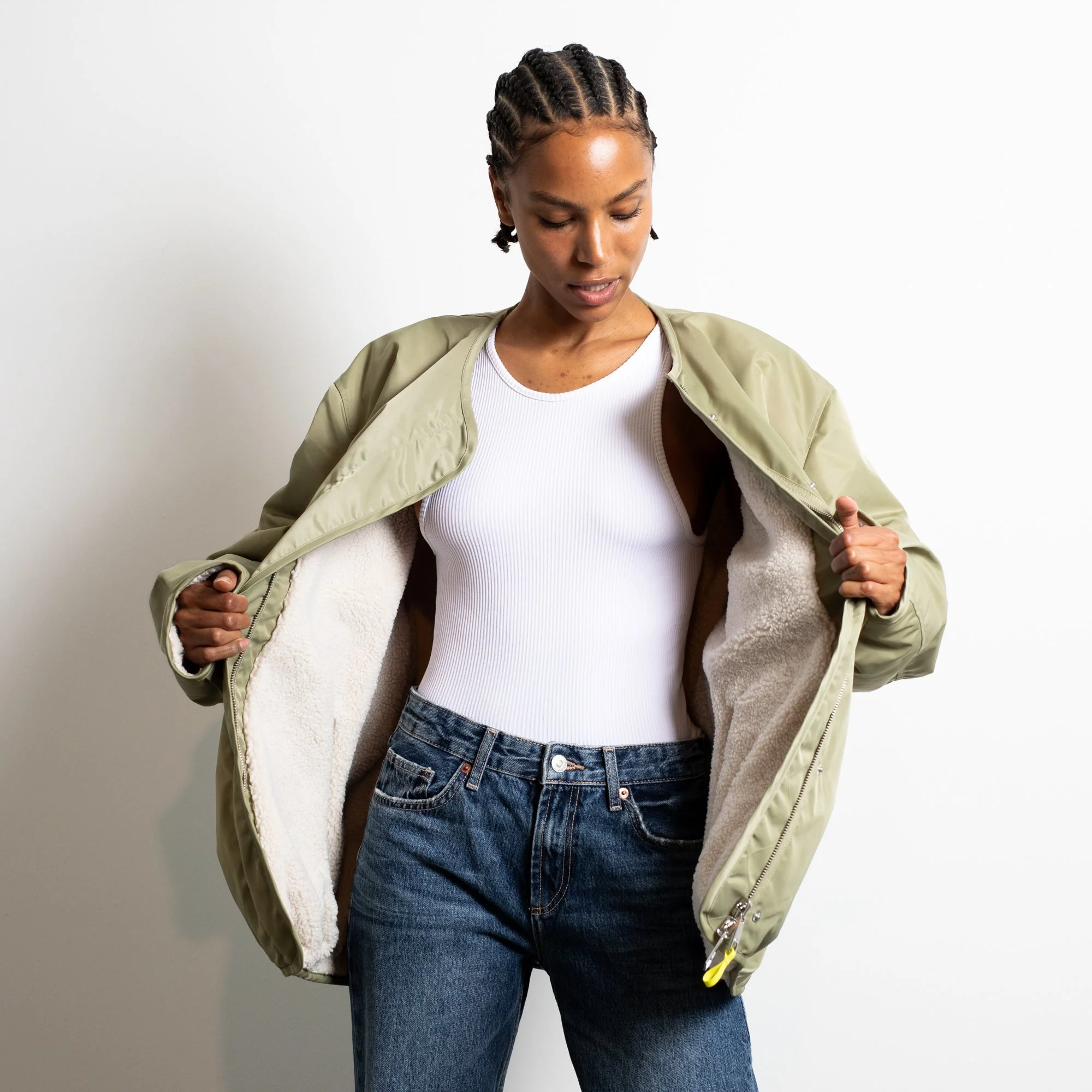 Reversible Bomber Jacket - pale olive/sand - Image 3