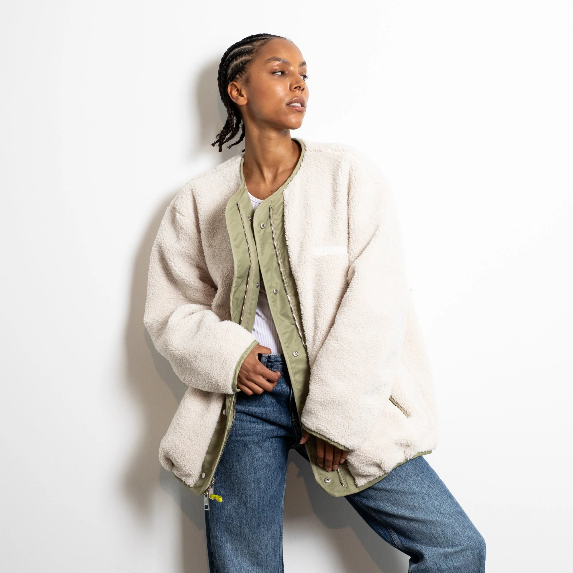 Reversible Bomber Jacket - pale olive/sand - Image 7