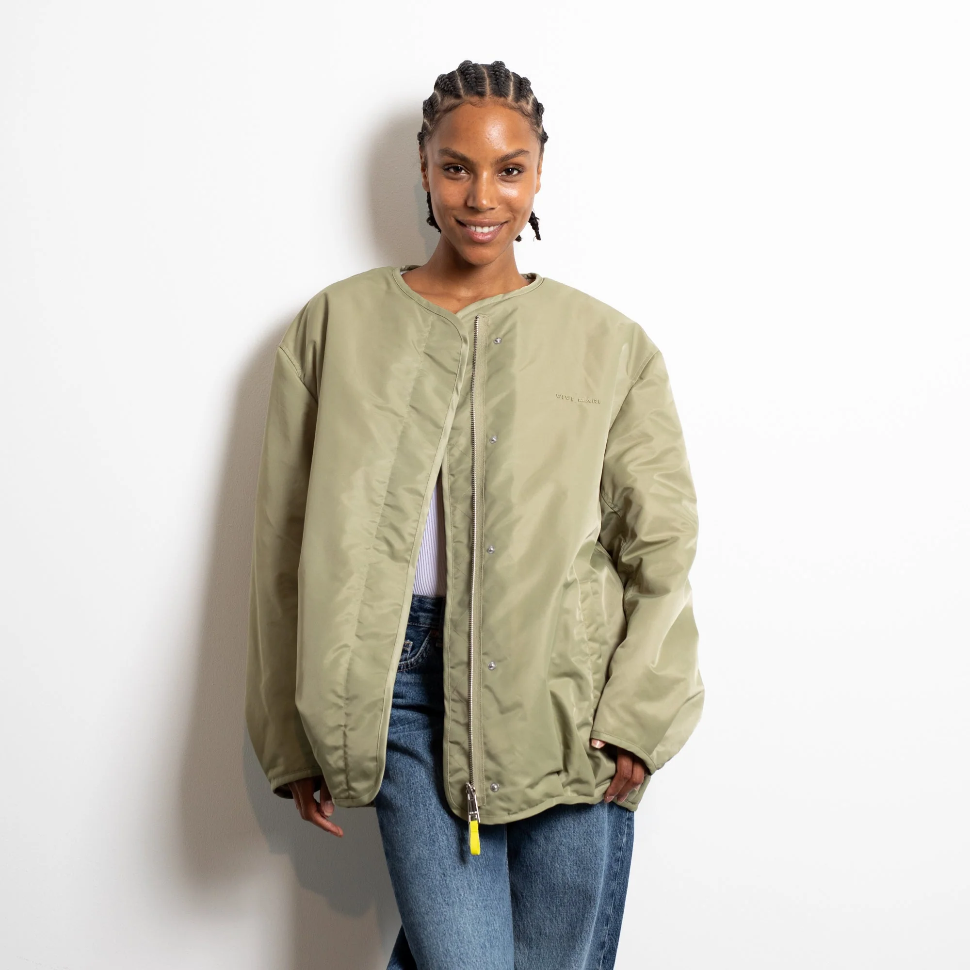 Reversible Bomber Jacket - pale olive/sand - Image 8