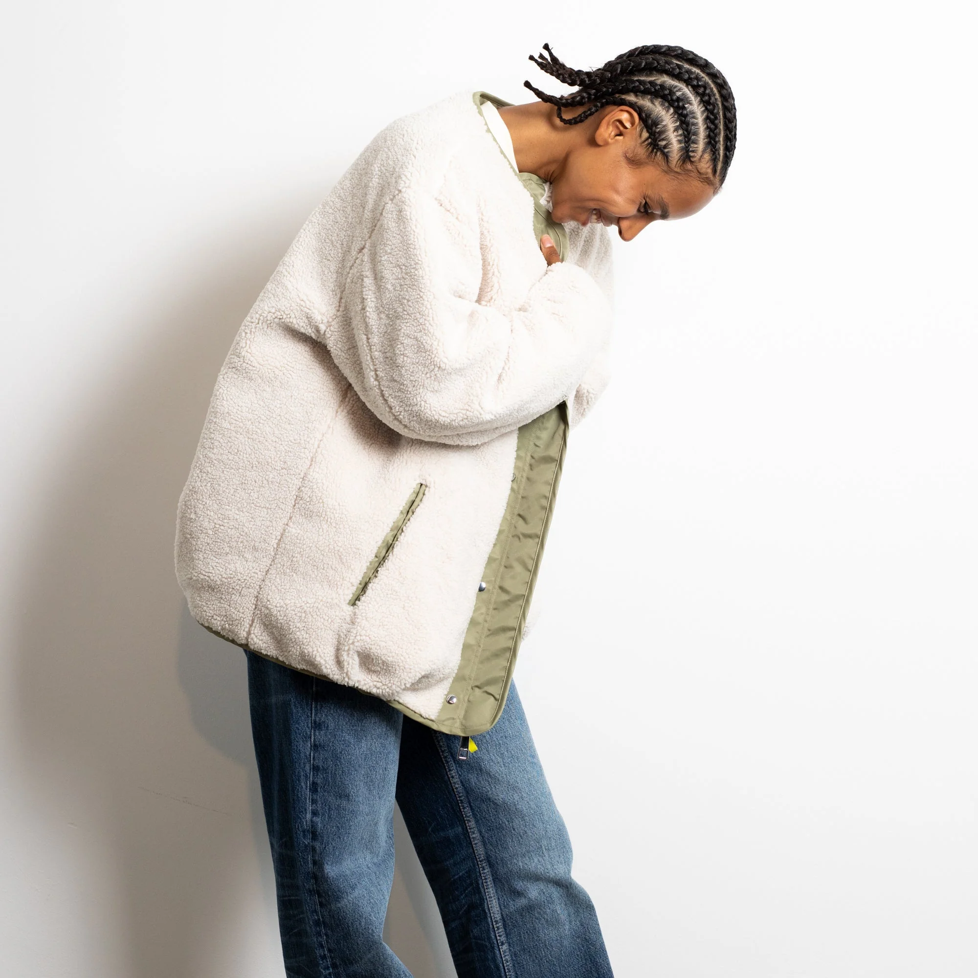Reversible Bomber Jacket - pale olive/sand - Image 9