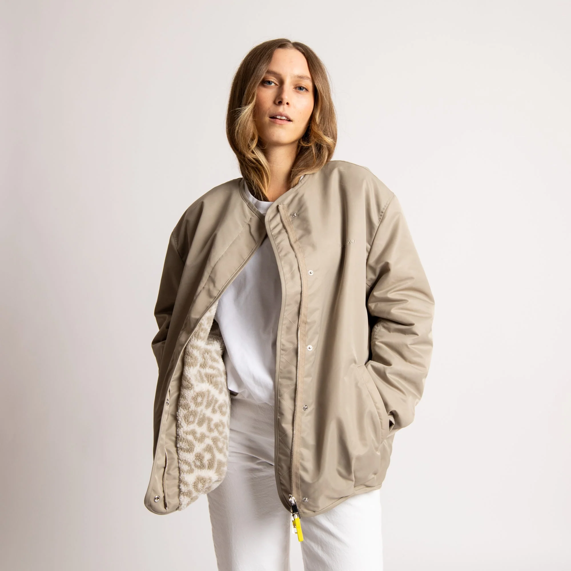 Reversible Bomber Jacket - stone/leo stone-sand - Image 3