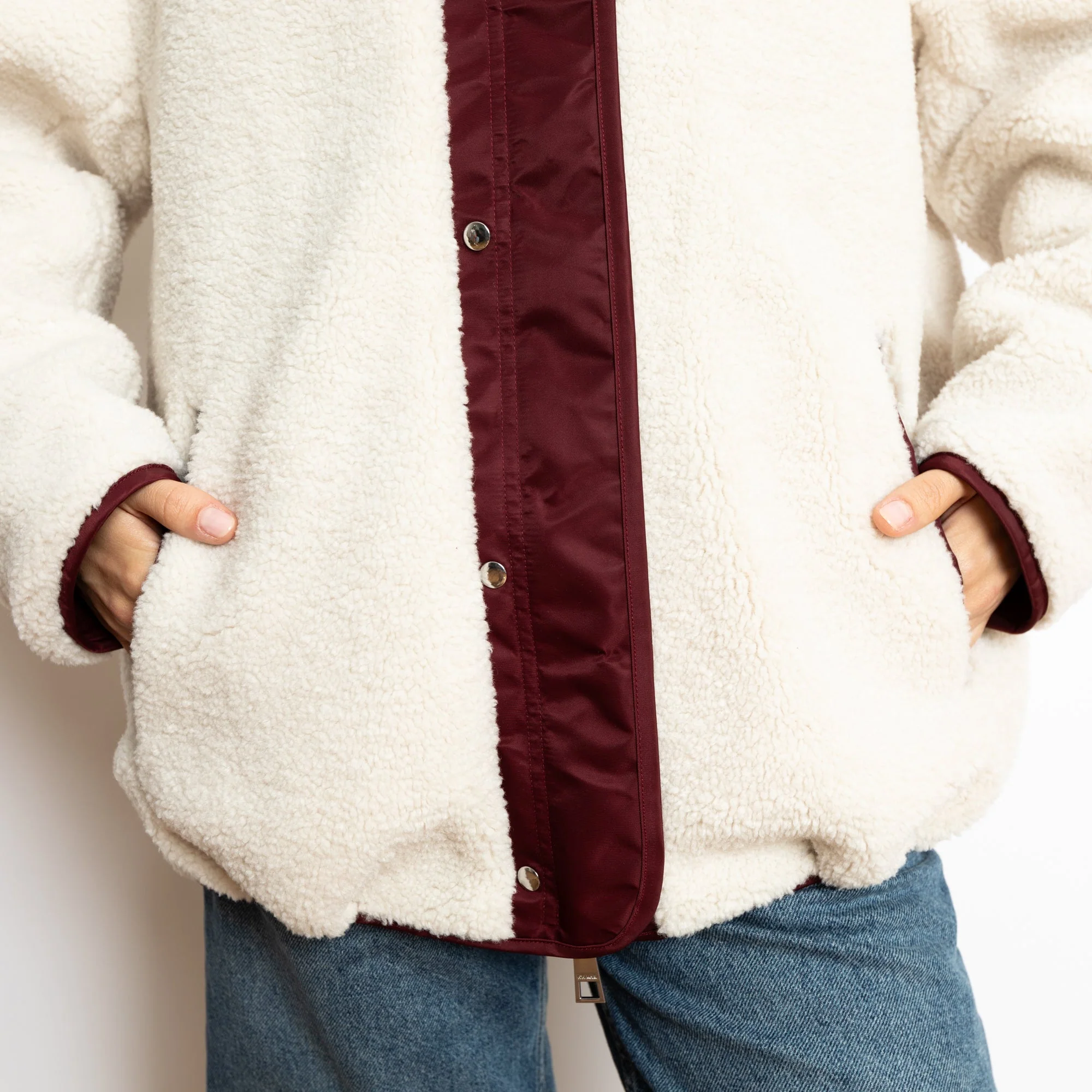 Reversible Bomber Jacket - wine red/sand - Image 11