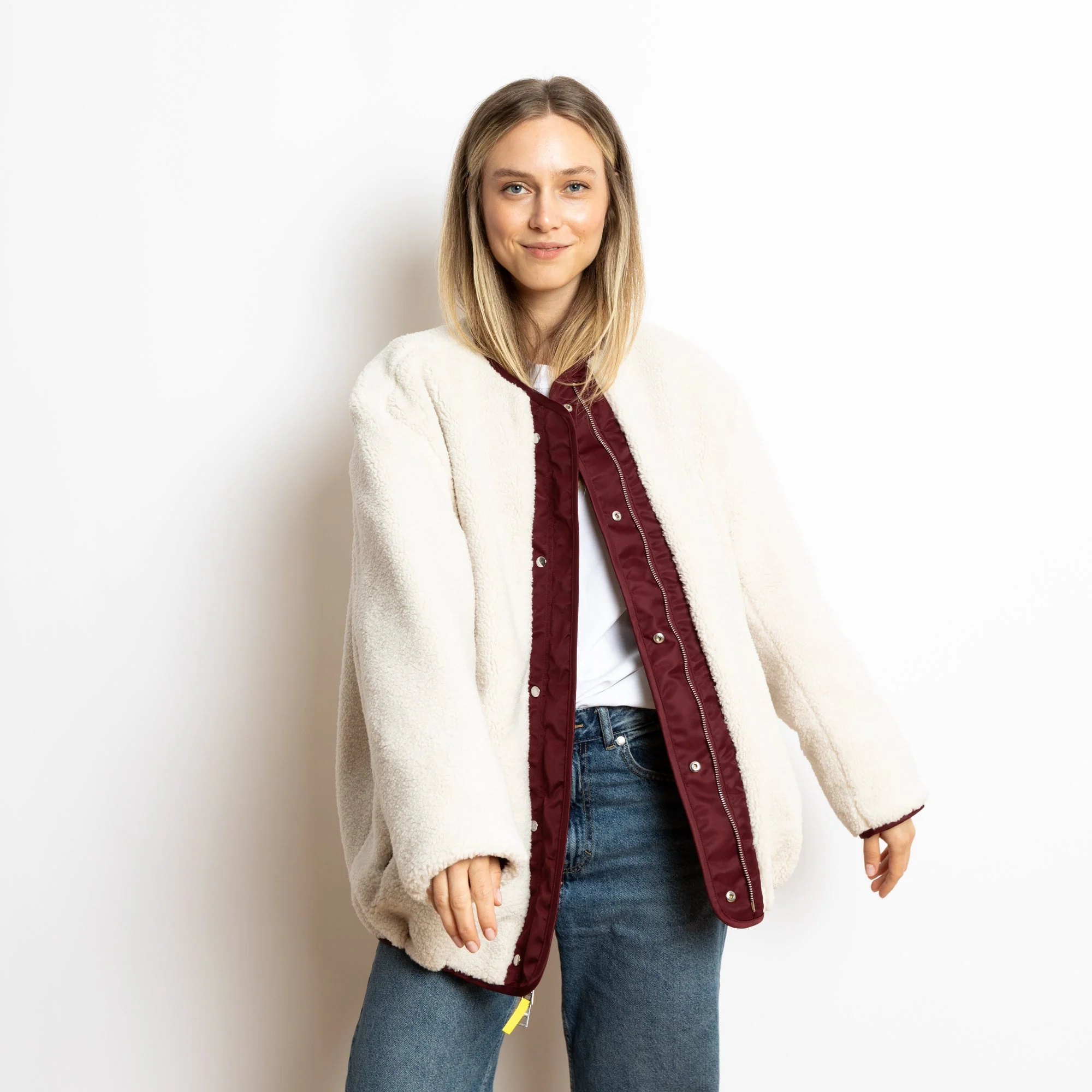 Reversible Bomber Jacket - wine red/sand - Image 16