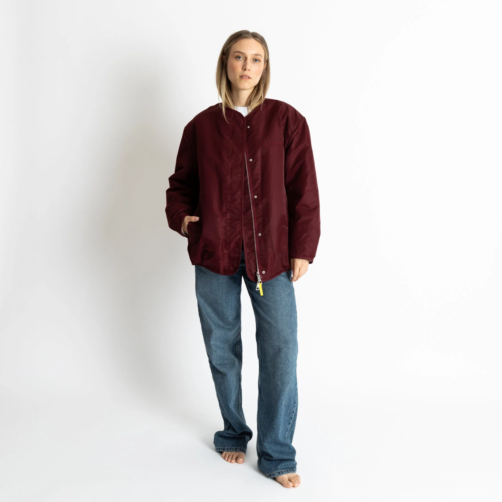 Reversible Bomber Jacket - wine red/sand - Image 3