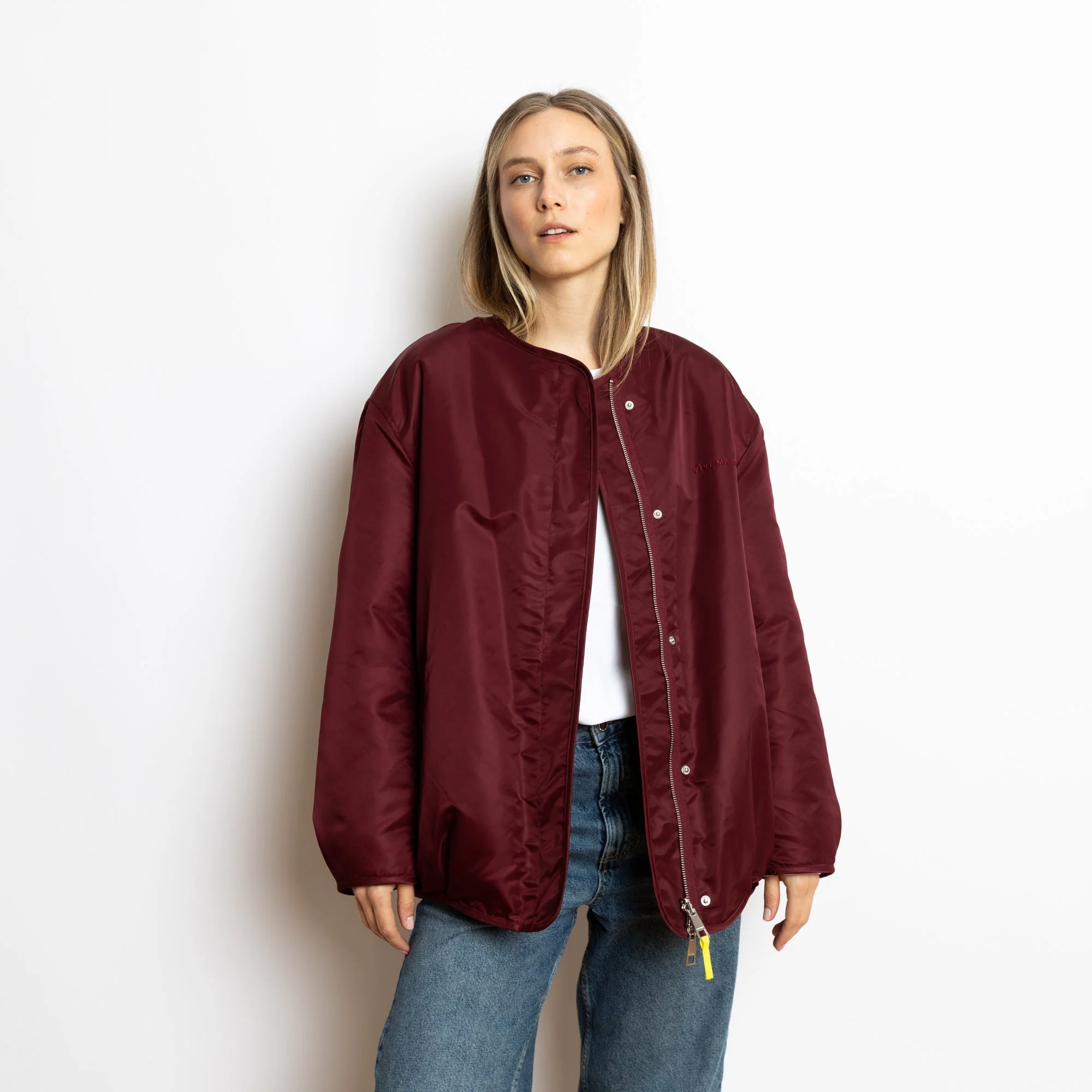 Reversible Bomber Jacket - wine red/sand - Image 4