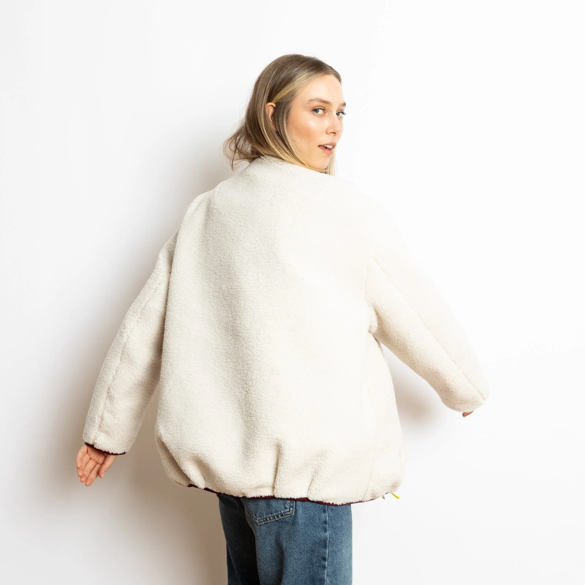 Reversible Bomber Jacket - wine red/sand - Image 8