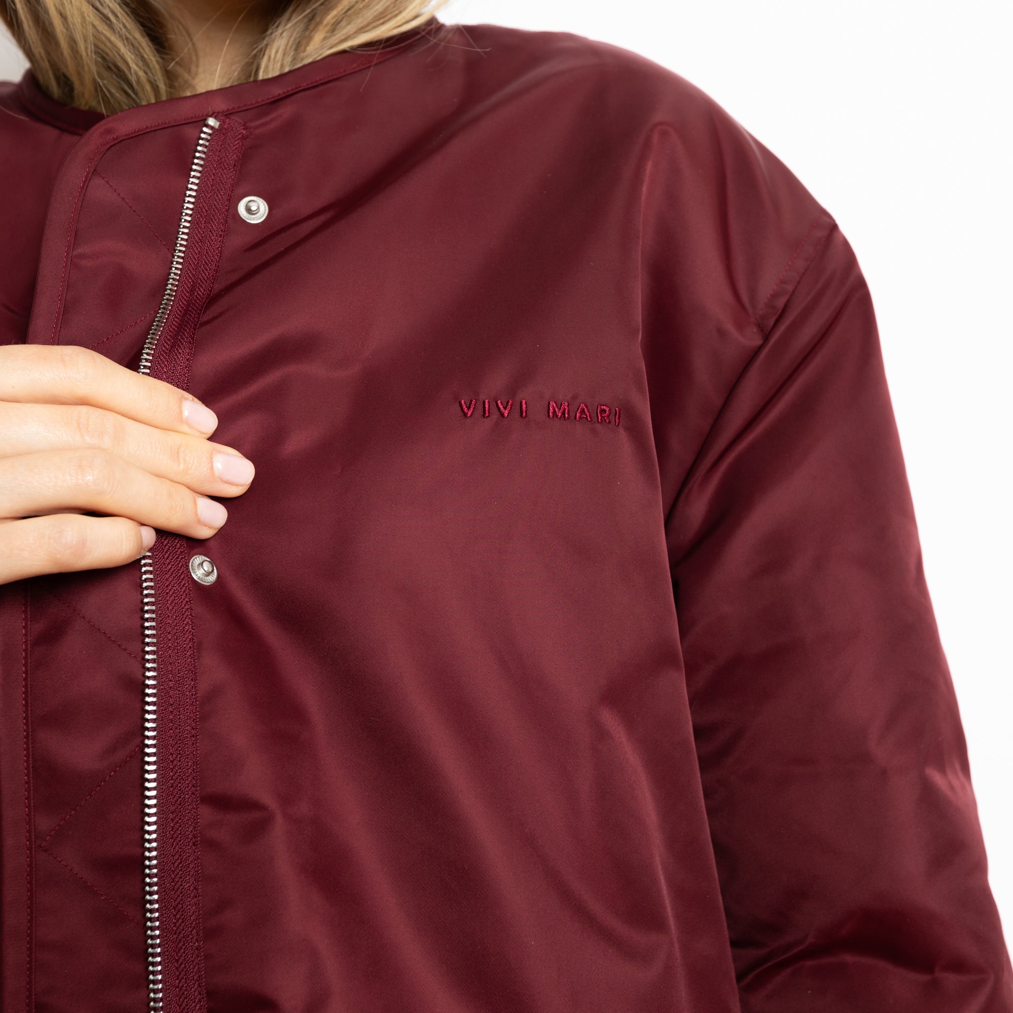 Reversible Bomber Jacket - wine red/sand - Image 9