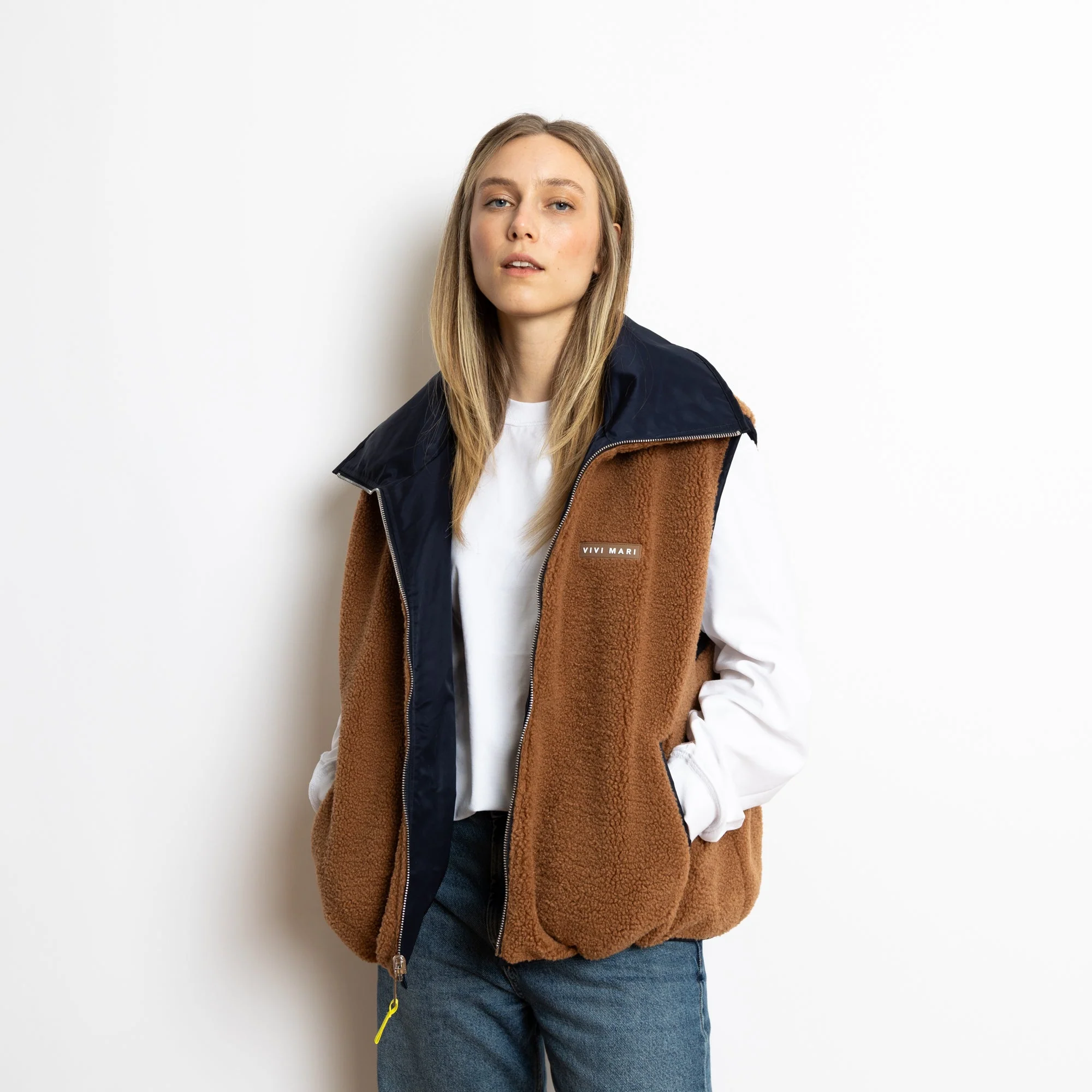 Reversible Bomber Vest - navy/caramel - Image 10
