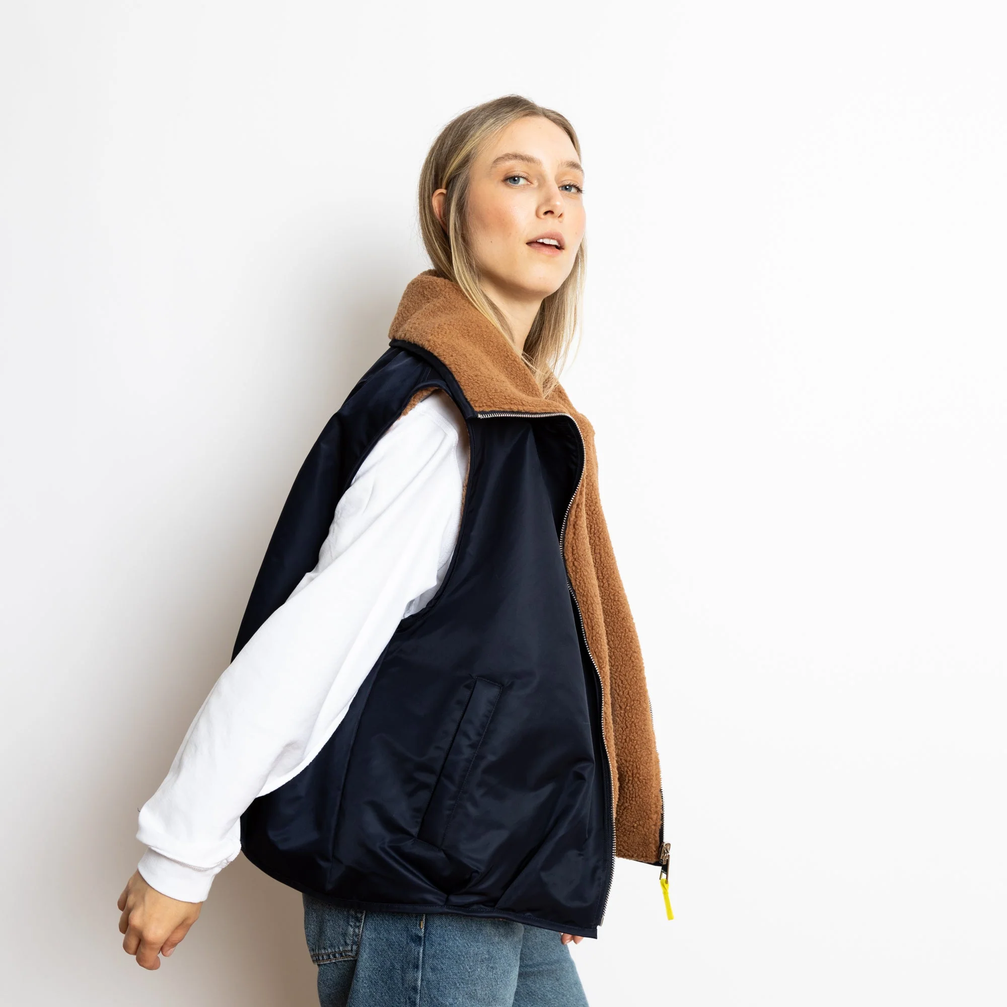 Reversible Bomber Vest - navy/caramel - Image 12