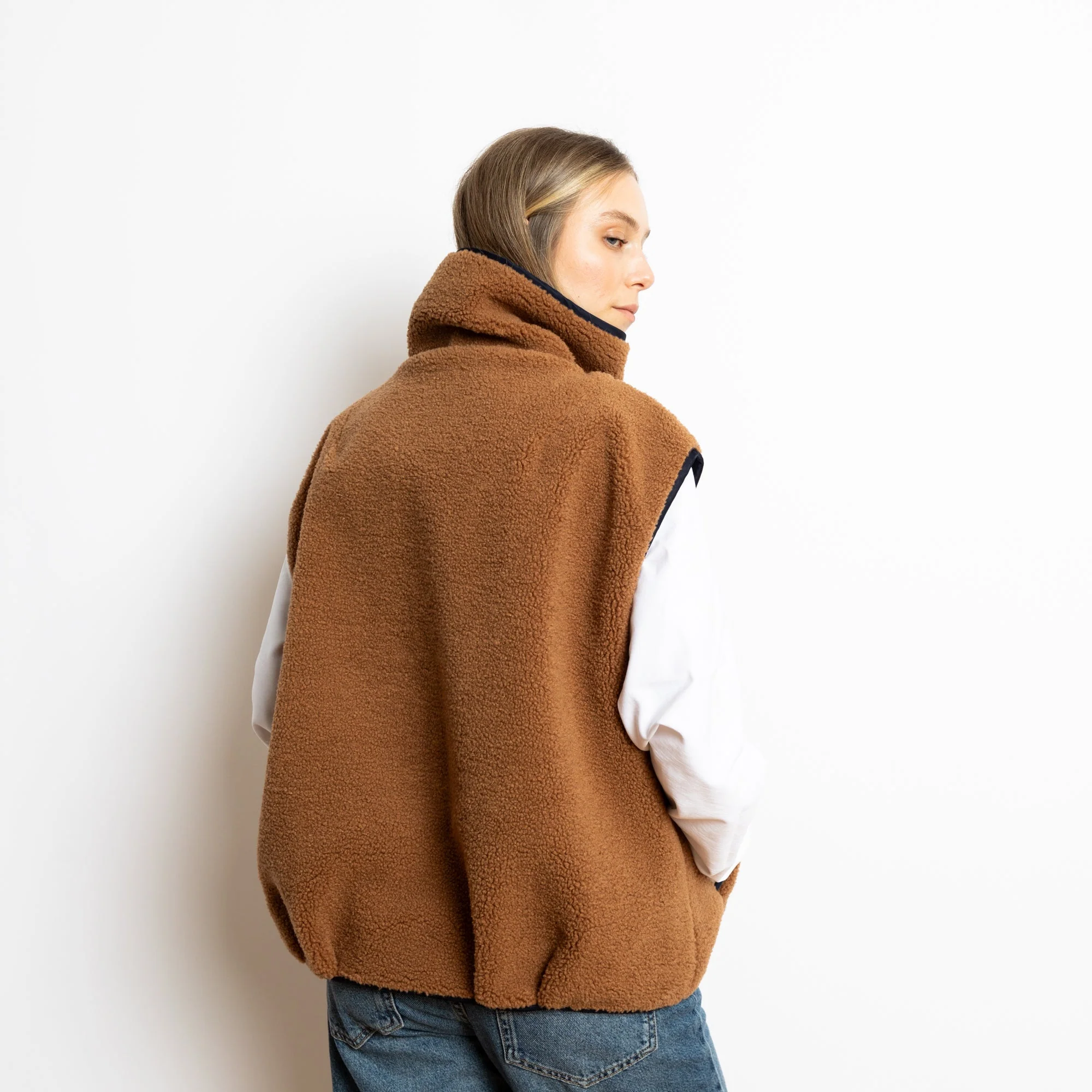 Reversible Bomber Vest - navy/caramel - Image 13