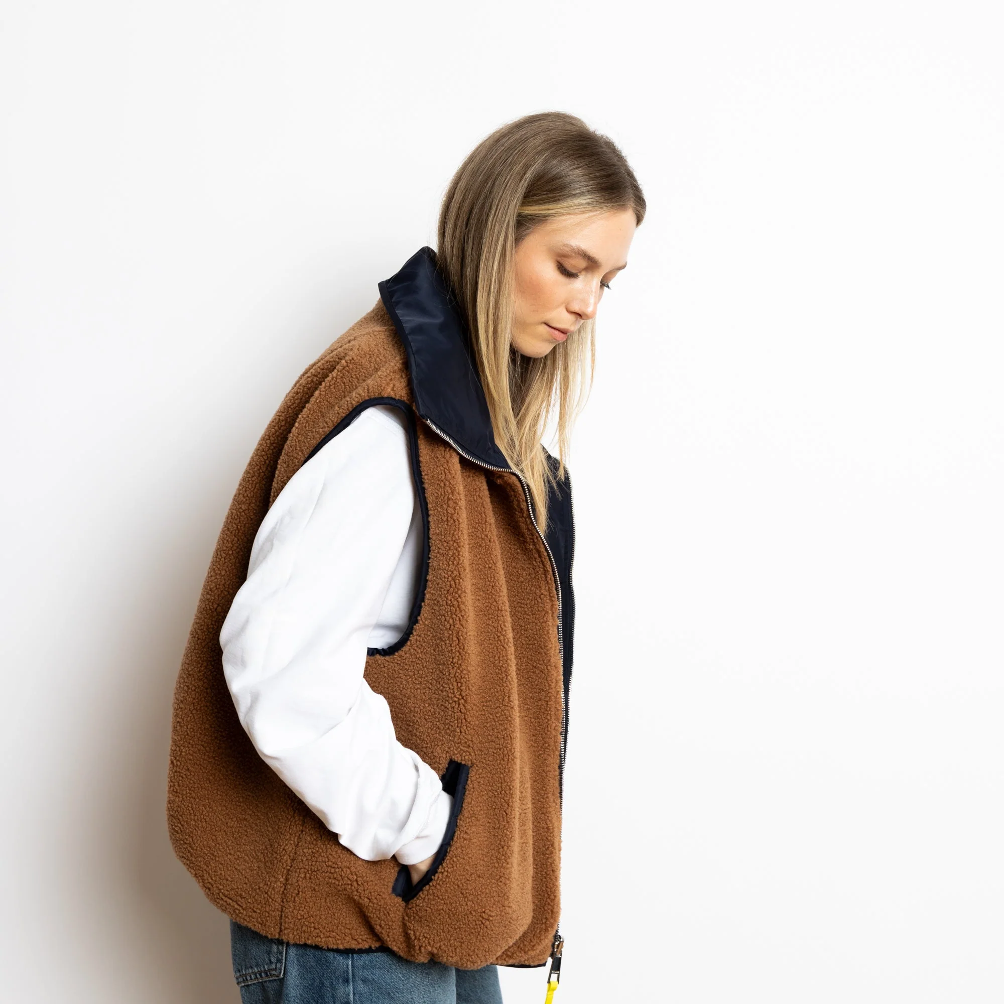 Reversible Bomber Vest - navy/caramel - Image 15