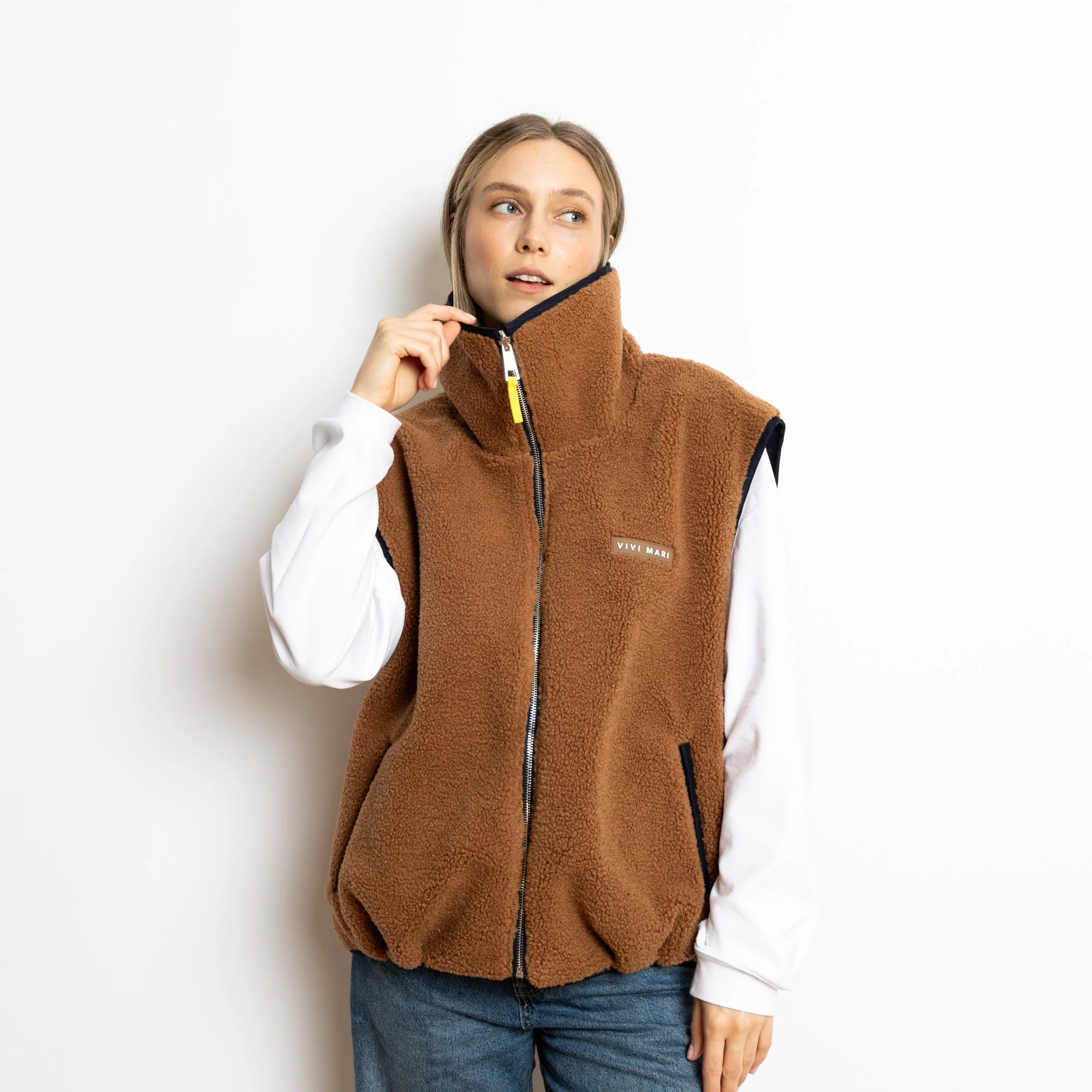 Reversible Bomber Vest - navy/caramel - Image 3