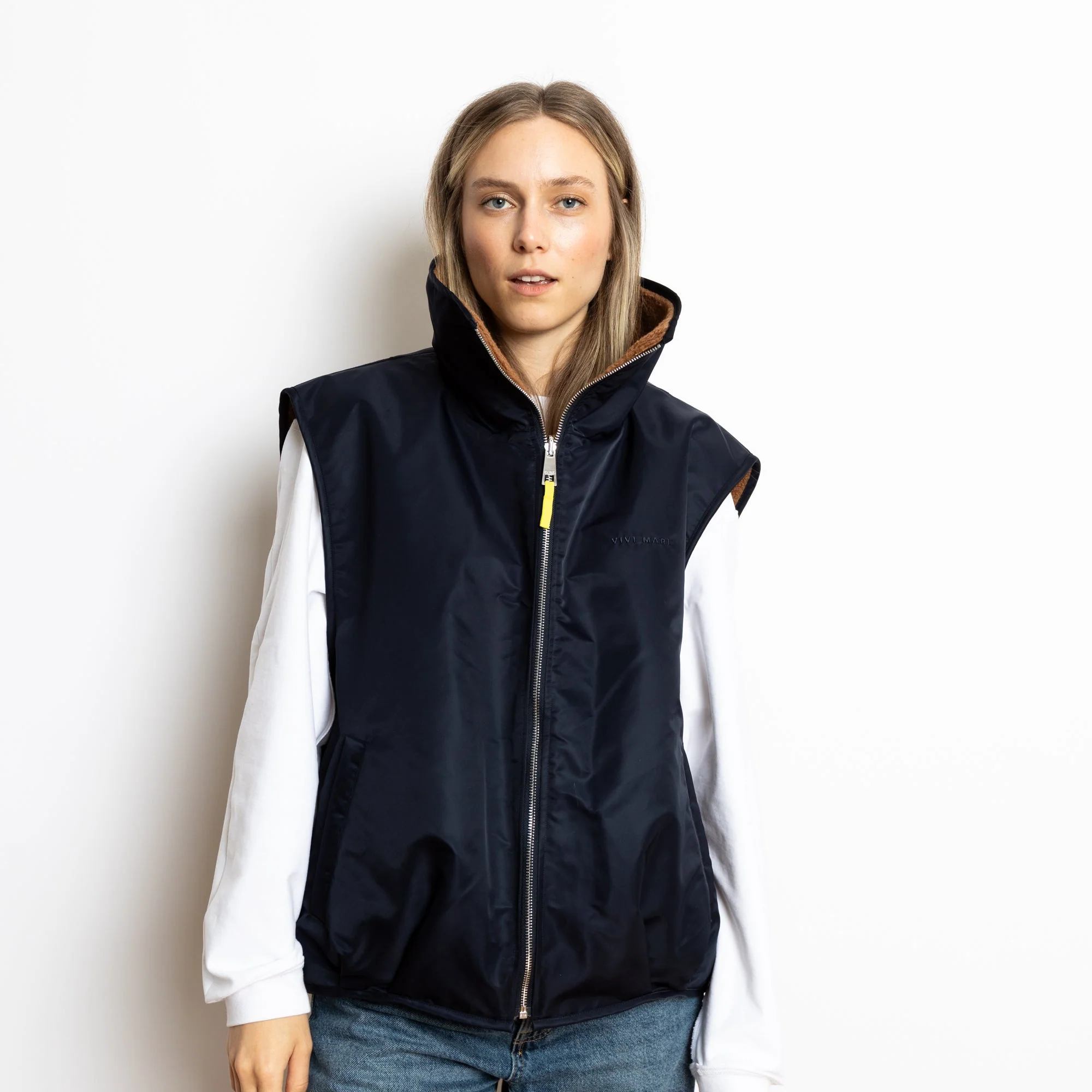 Reversible Bomber Vest - navy/caramel - Image 4