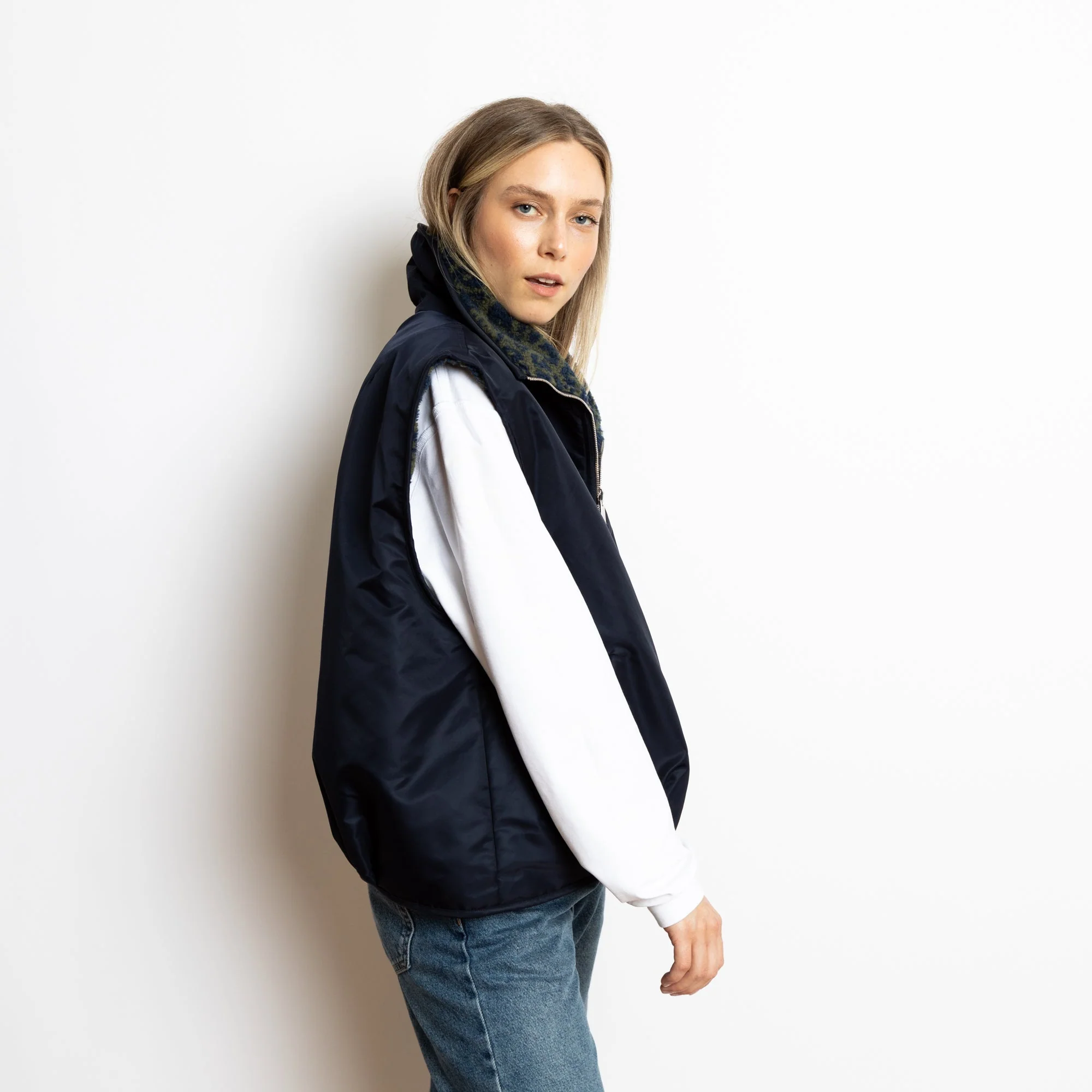 Reversible Bomber Vest - navy/leo navy-olive - Image 10