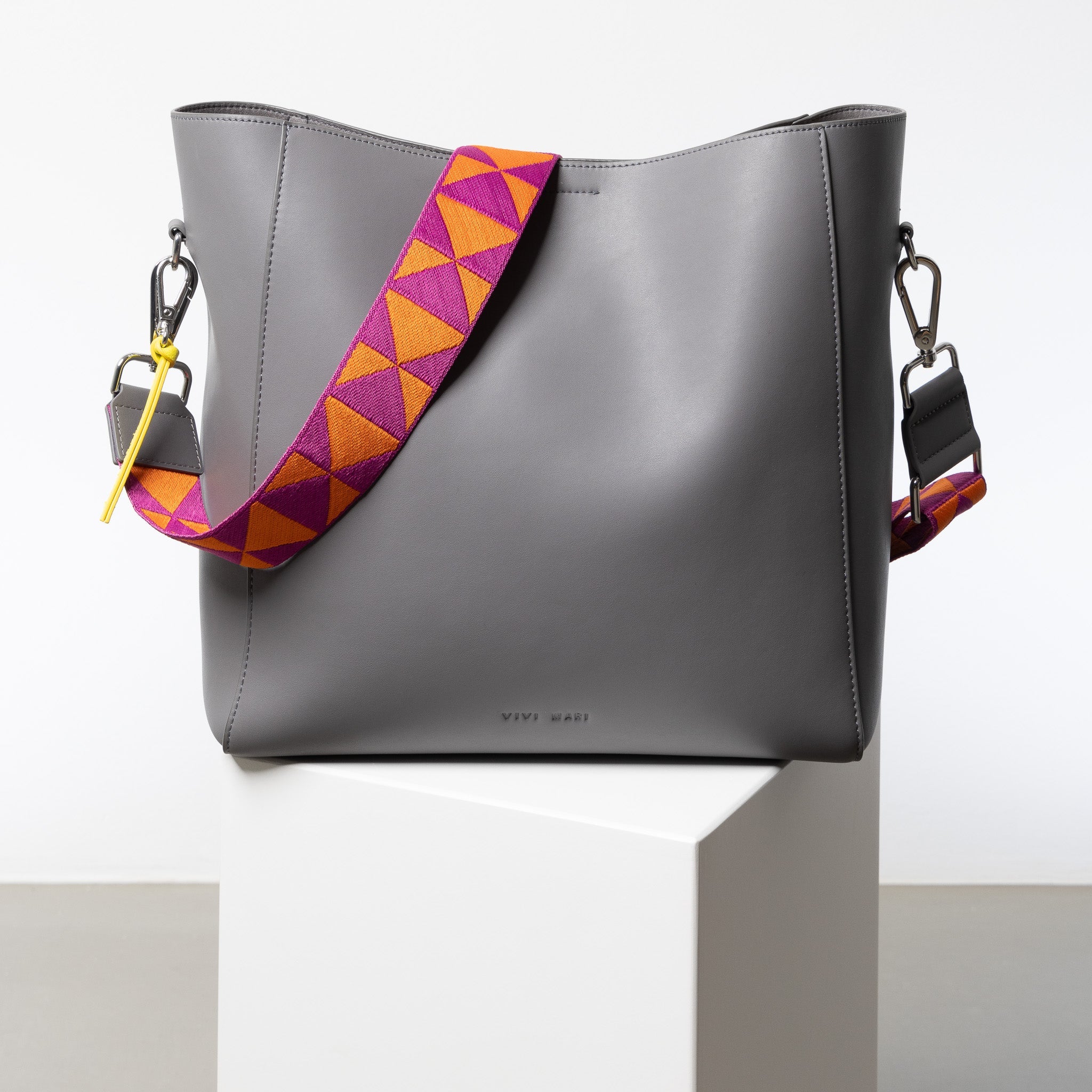 strap triangles magenta/orange - taupe - Image 2