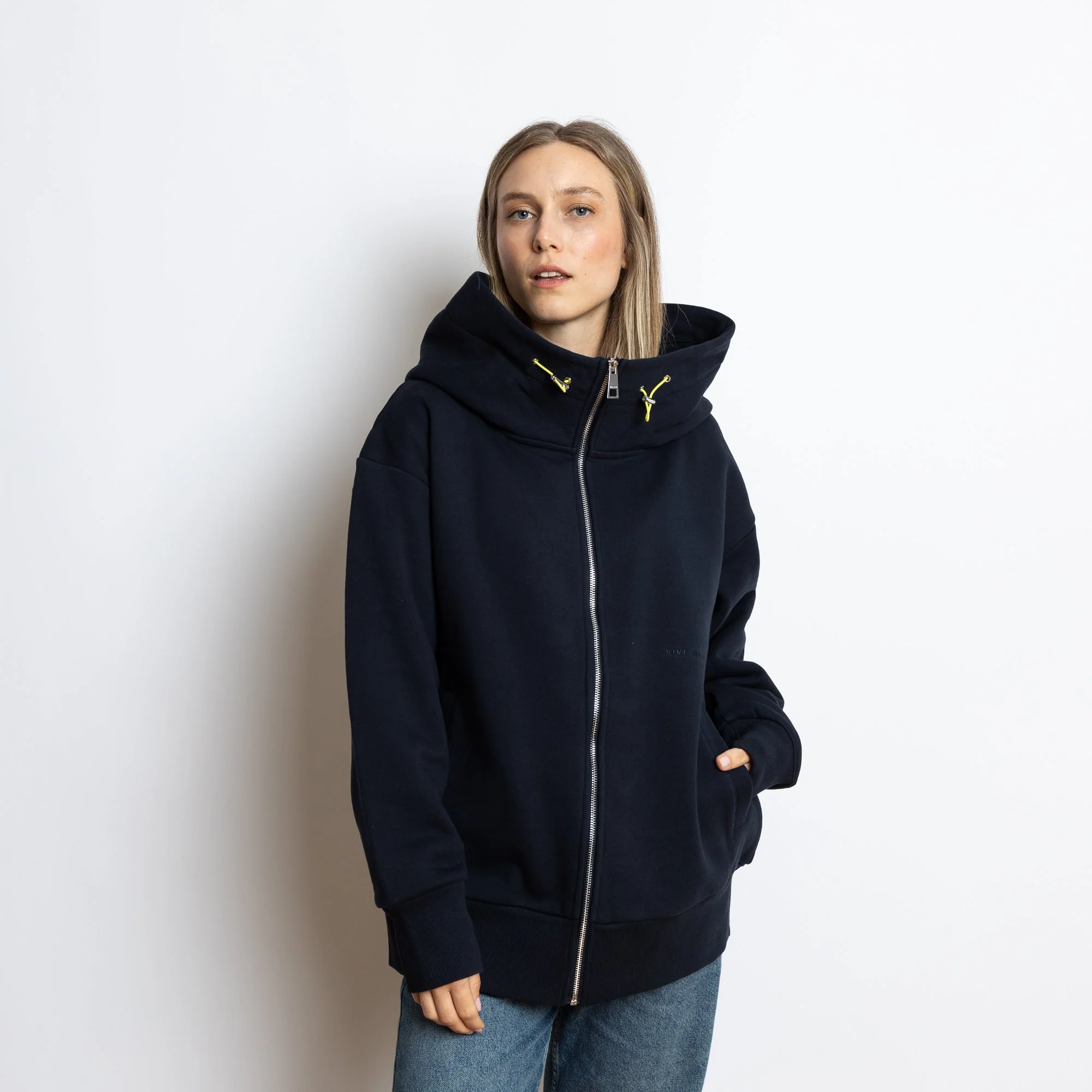 Sweat Jacket hoodie - solid navy - Image 6