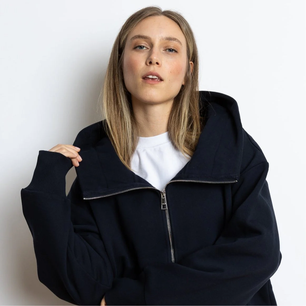 Sweat Jacket hoodie - solid navy - Image 7