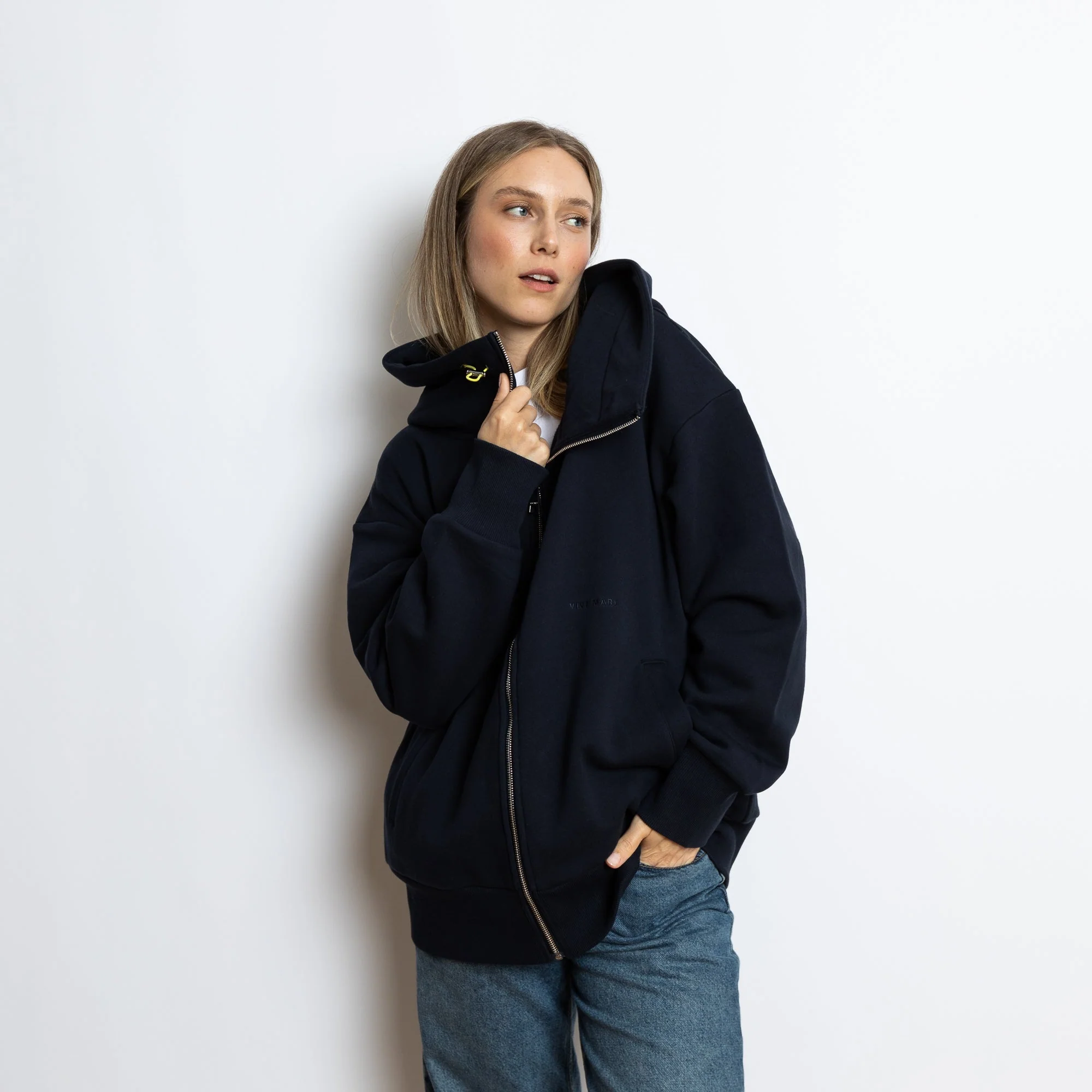 Sweat Jacket hoodie - solid navy - Image 8