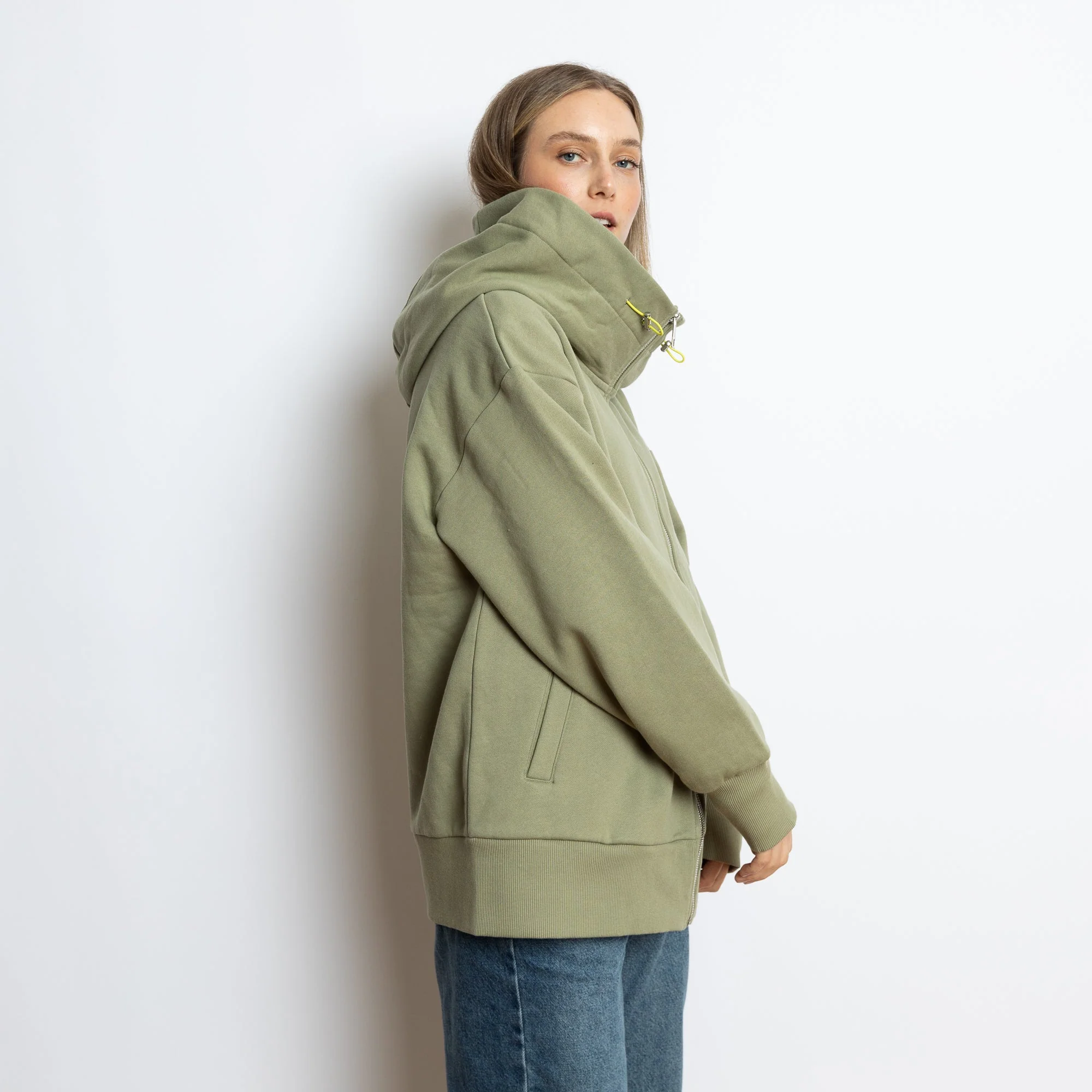 Sweat Jacket hoodie - solid pale olive - Image 10
