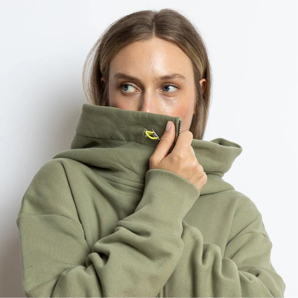 Sweat Jacket hoodie - solid pale olive - Image 11