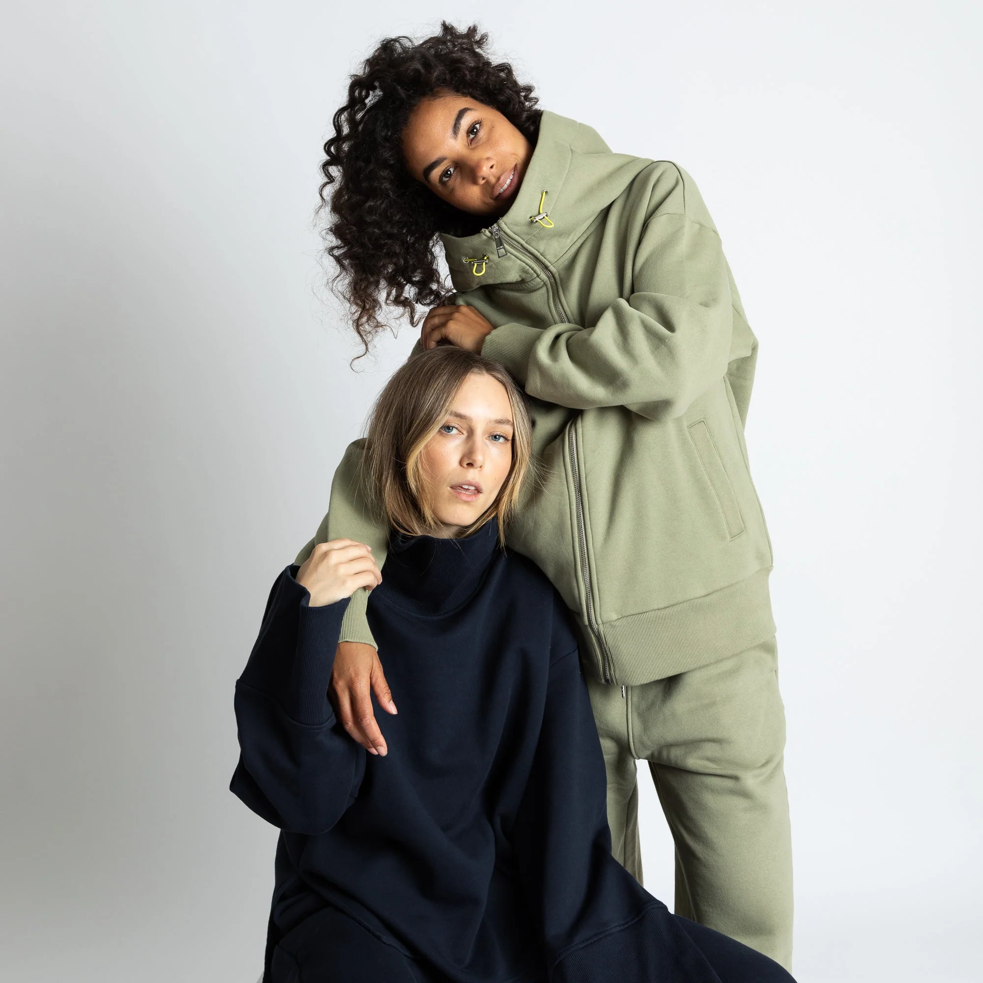 Sweat Jacket hoodie - solid pale olive - Image 13