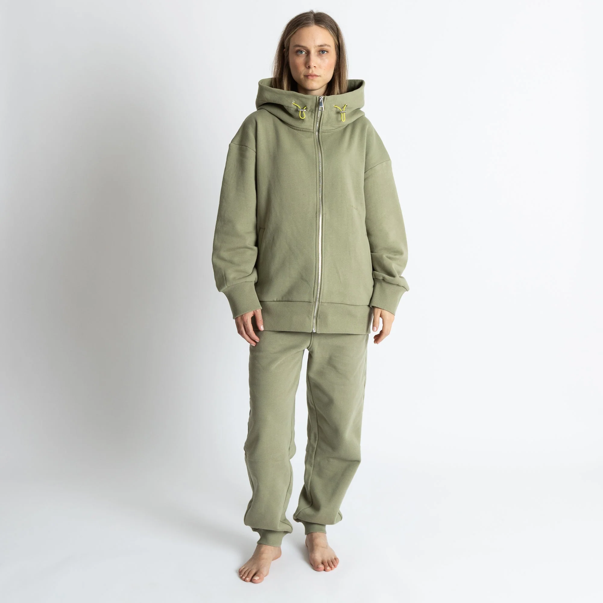 Sweat Jacket hoodie - solid pale olive - Image 3