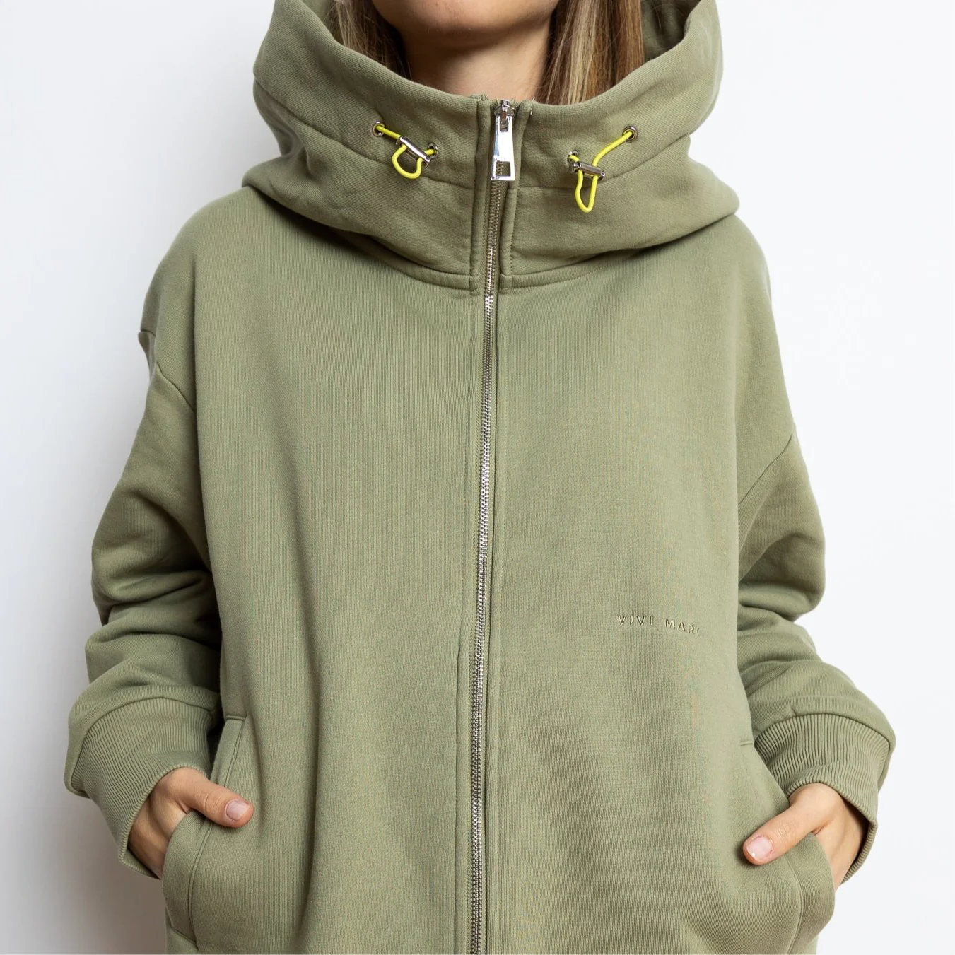 Sweat Jacket hoodie - solid pale olive - Image 4