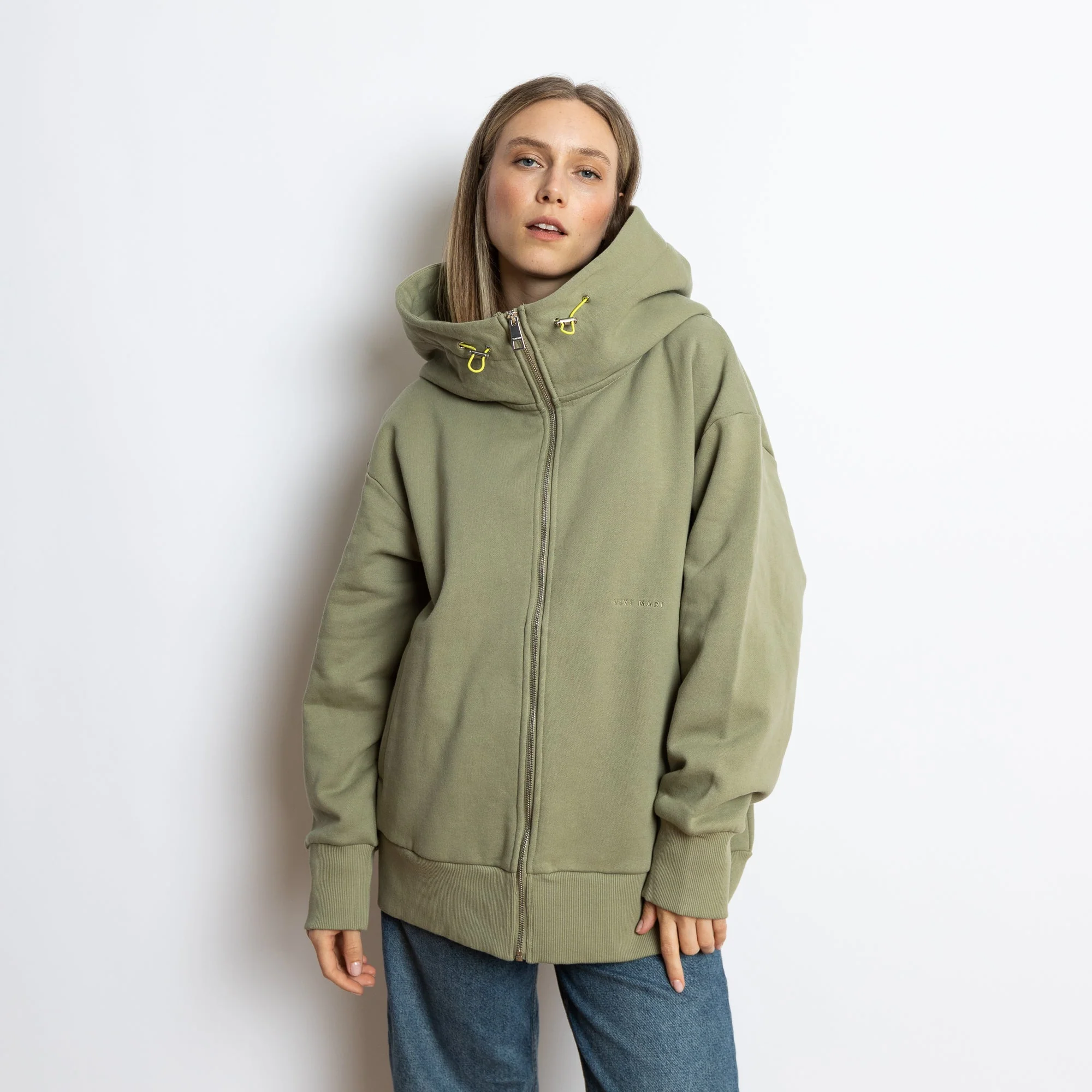 Sweat Jacket hoodie - solid pale olive - Image 9
