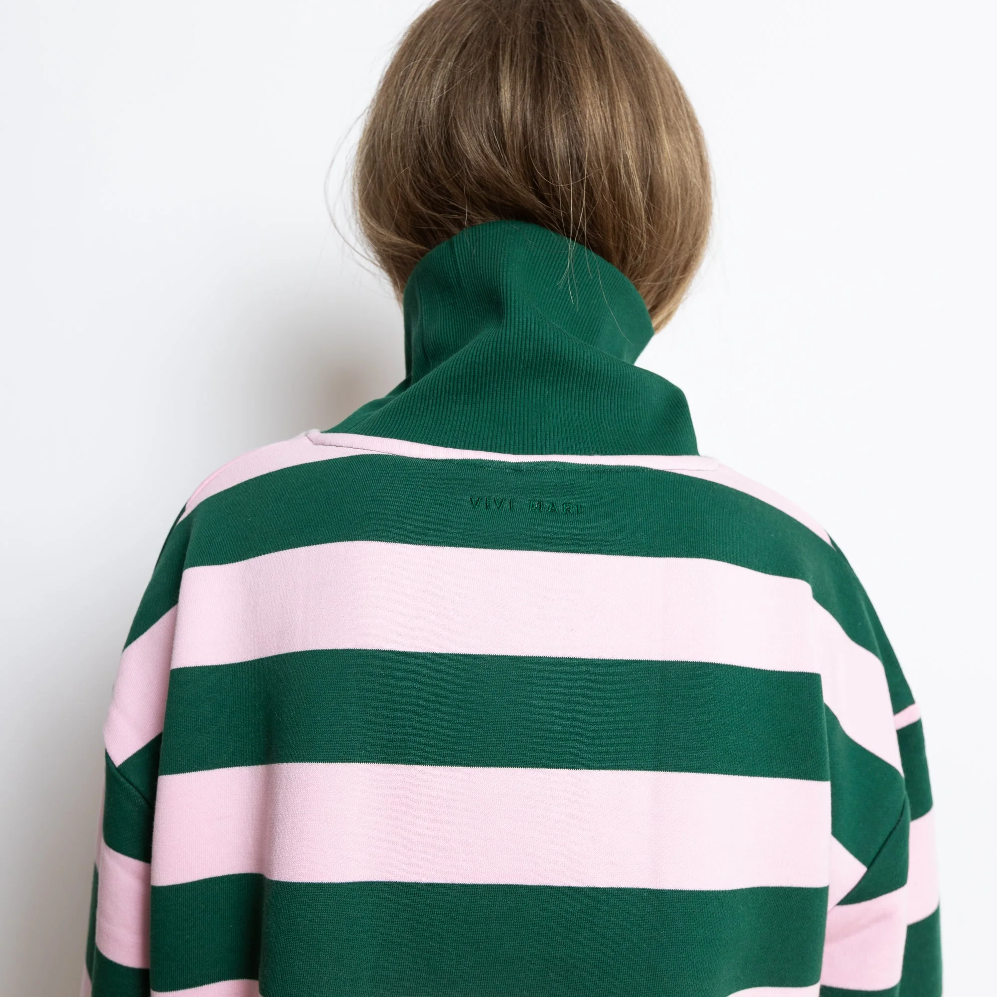 Sweatshirt turtle neck - bold stripes green/rosé - Image 10
