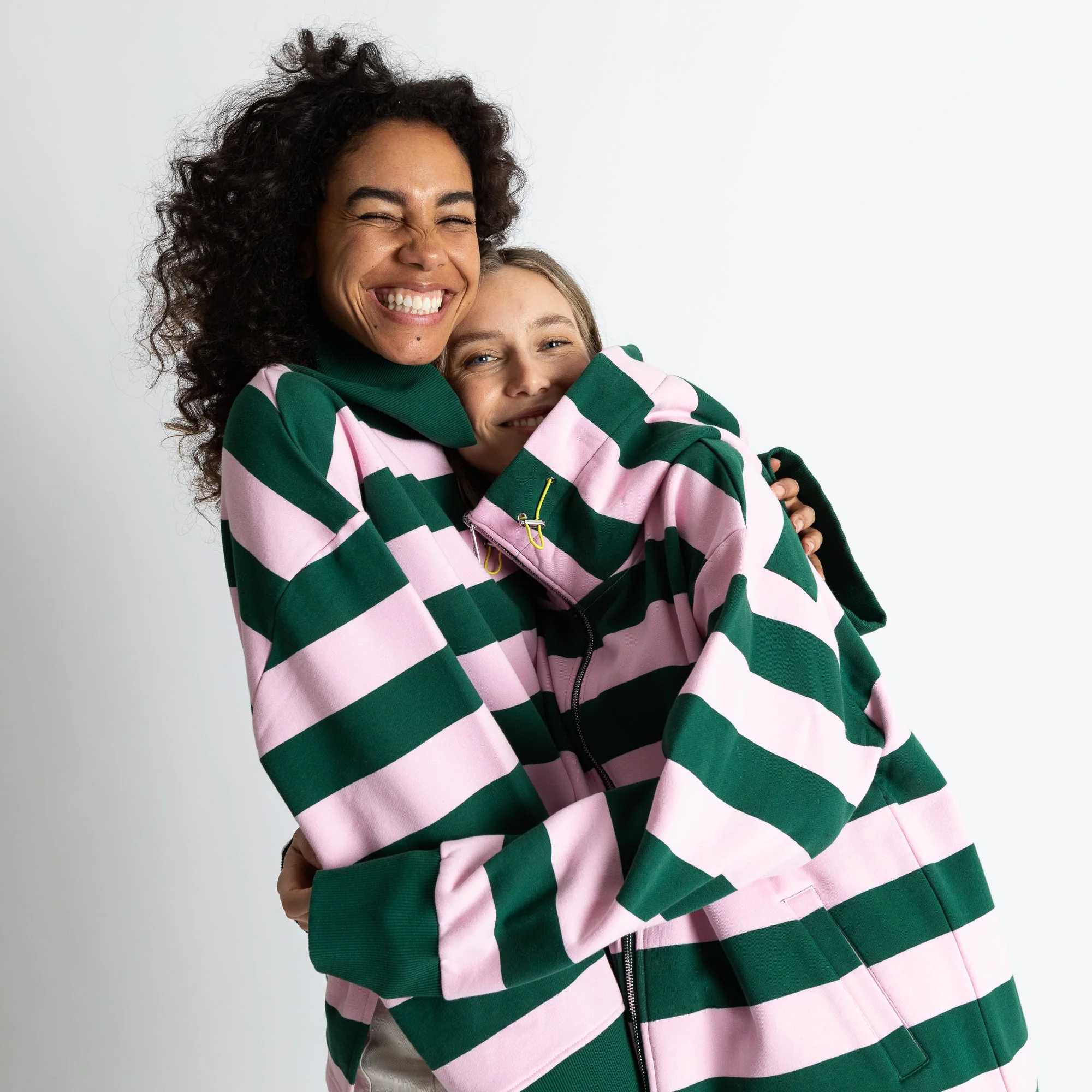Sweatshirt turtle neck - bold stripes green/rosé - Image 12