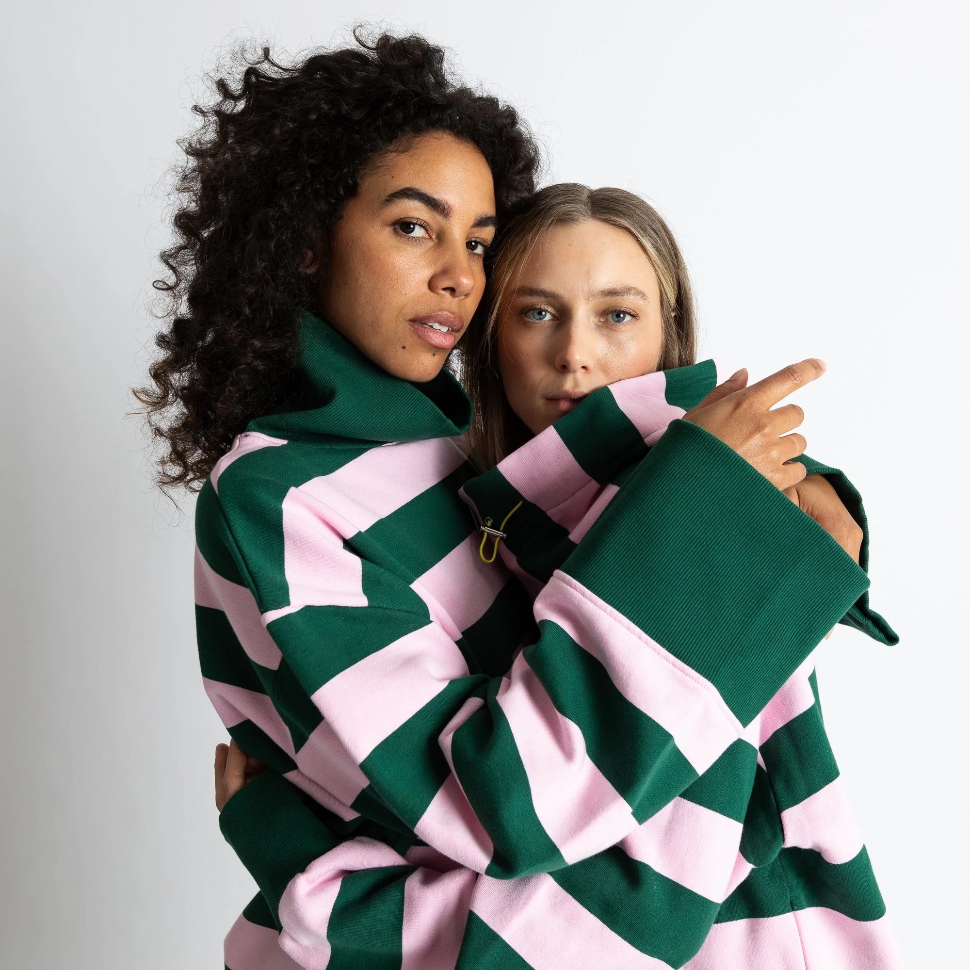 Sweatshirt turtle neck - bold stripes green/rosé - Image 13